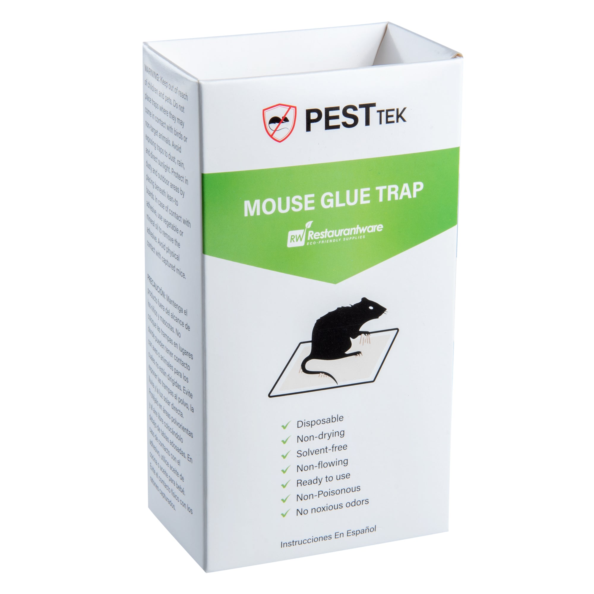 Pest Tek Paper Mouse Glue Trap - Covered, Set of 3 - 6" x 3" x 2" - 10 count box