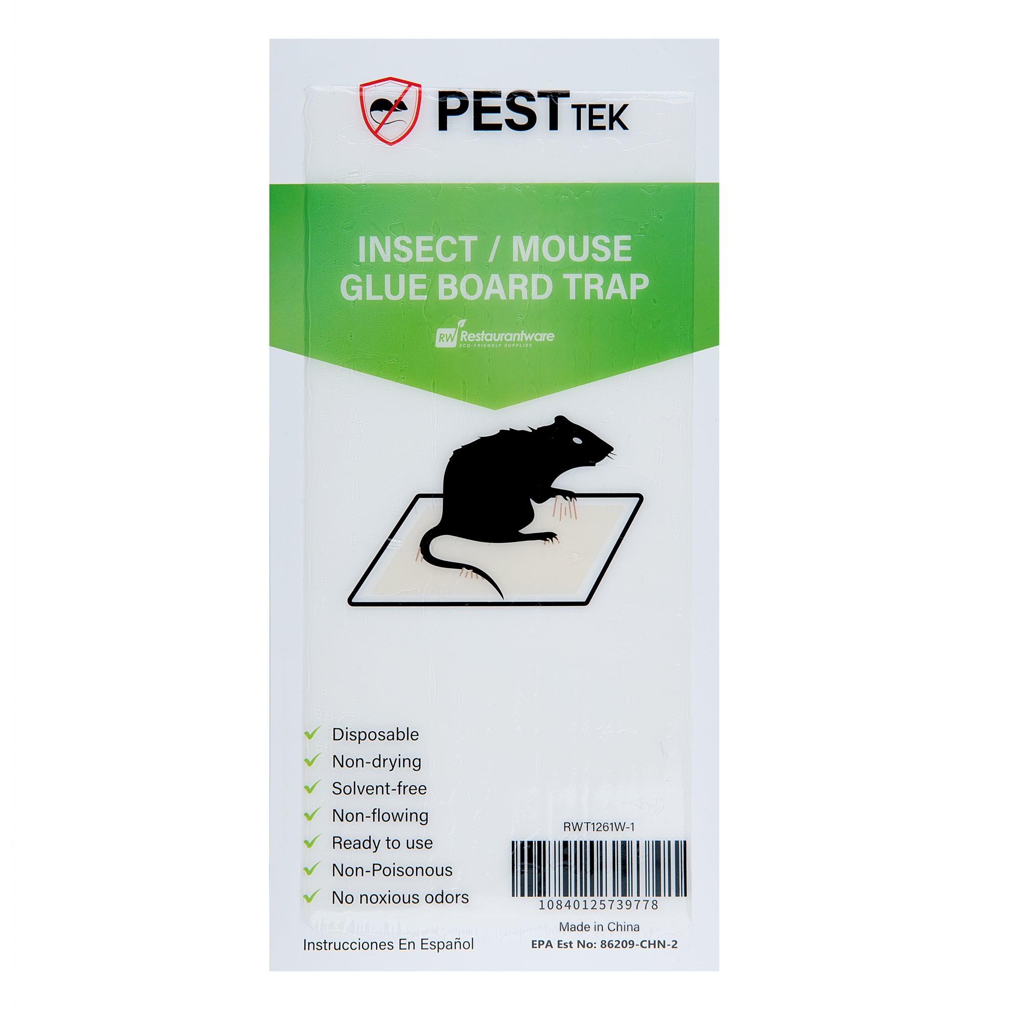 Pest Tek Paper Insect / Mouse Glue Board Trap - Set of 24 - 11" x 5 1/4" - 10 count box