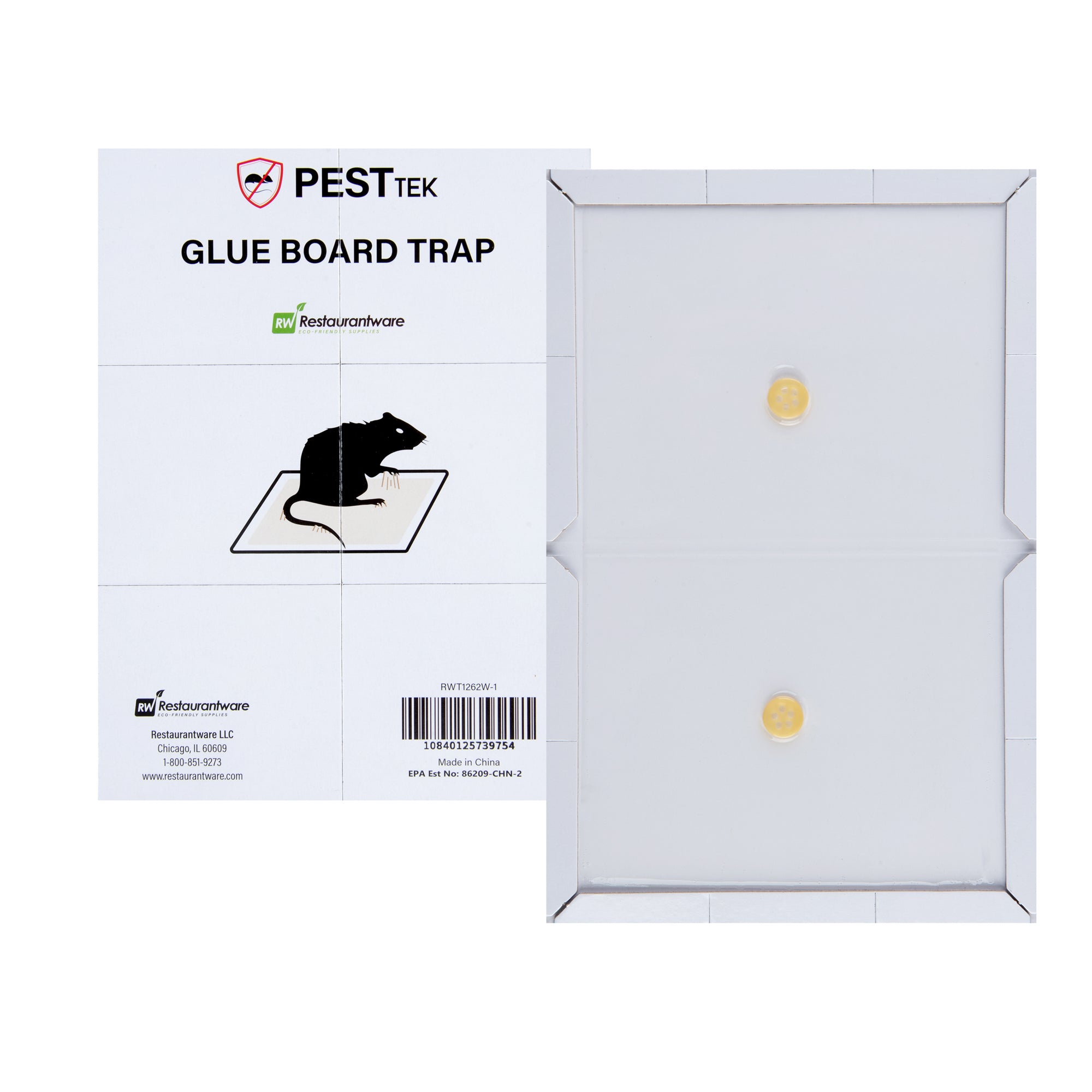 Pest Tek Paper Glue Board Trap - for Rat, Mouse, Snake and Roach - 8 1/2" x 6 1/2" x 1/2" - 10 count box