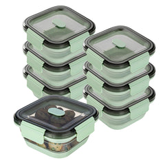 Fresh Hero 24 oz Green Plastic Airtight Food Storage Container - with Vented Lid, Collapsible - 6