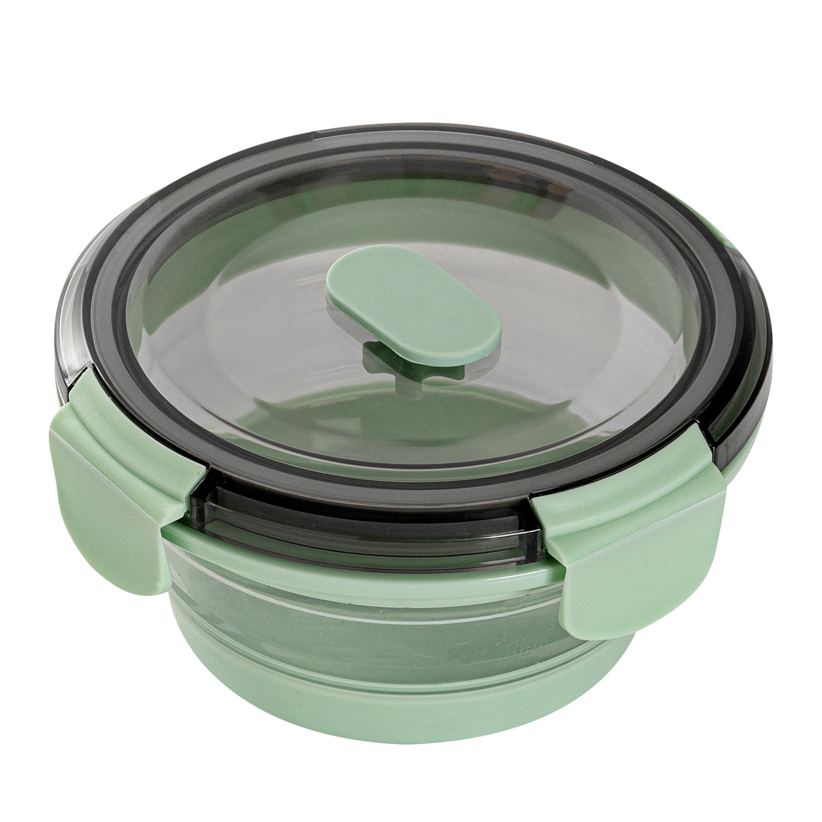 Fresh Hero 14 oz Green Plastic Airtight Food Storage Container - with Vented Lid, Collapsible - 5 1/2" x 5 1/2" x 2 3/4" - 20 count box