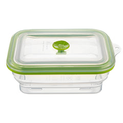 Fresh Hero 32 oz Green Silicone Airtight Food Storage Container - with Vented Lid, Collapsible - 7 3/4