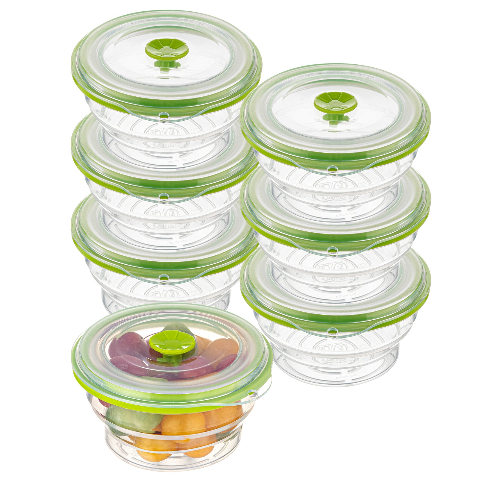 Fresh Hero 16 oz Green Silicone Airtight Food Storage Container - with Vented Lid, Collapsible - 5 3/4" x 5 3/4" x 2 3/4" - 20 count box