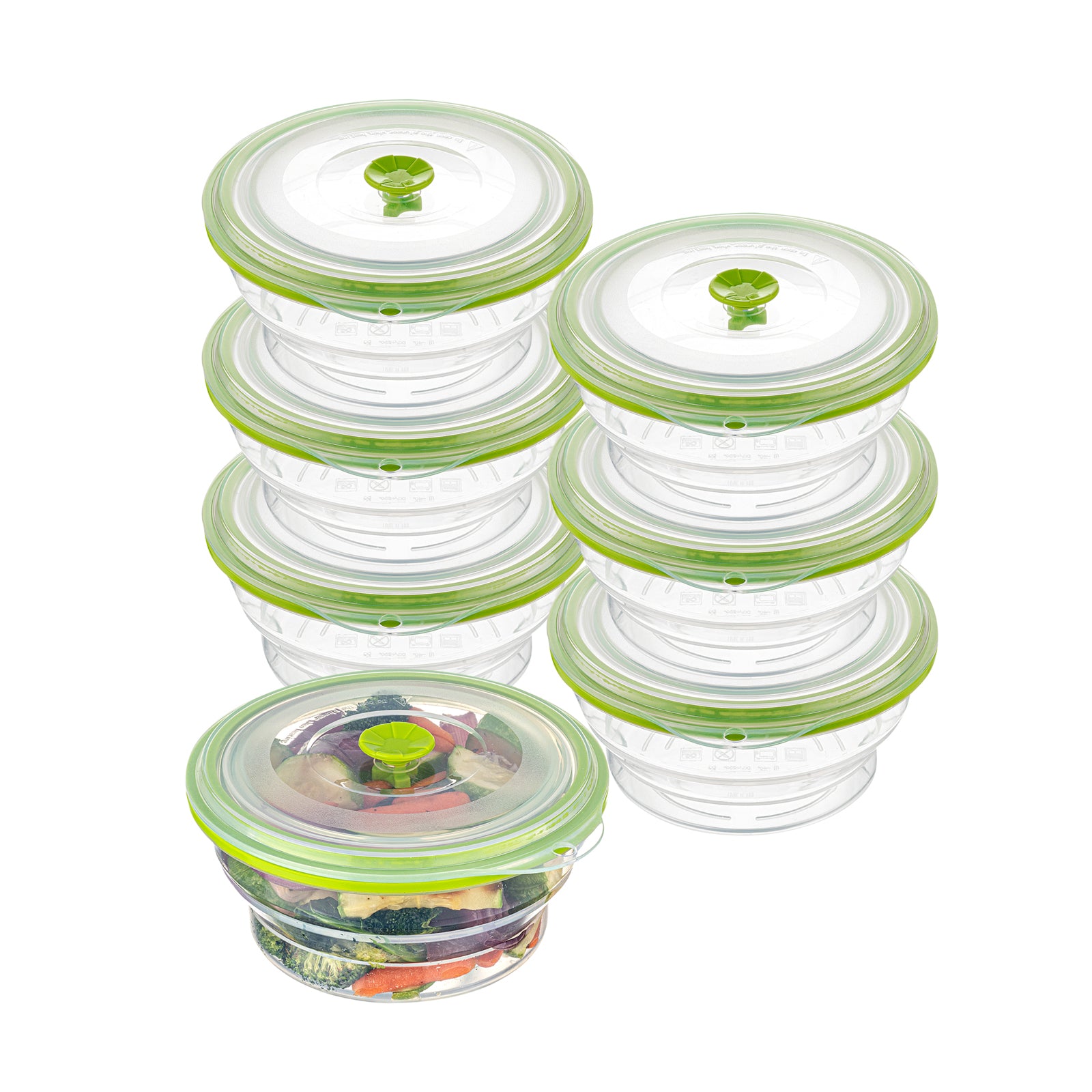 Fresh Hero 31 oz Green Silicone Airtight Food Storage Container - with Vented Lid, Collapsible - 7" x 7" x 3" - 20 count box