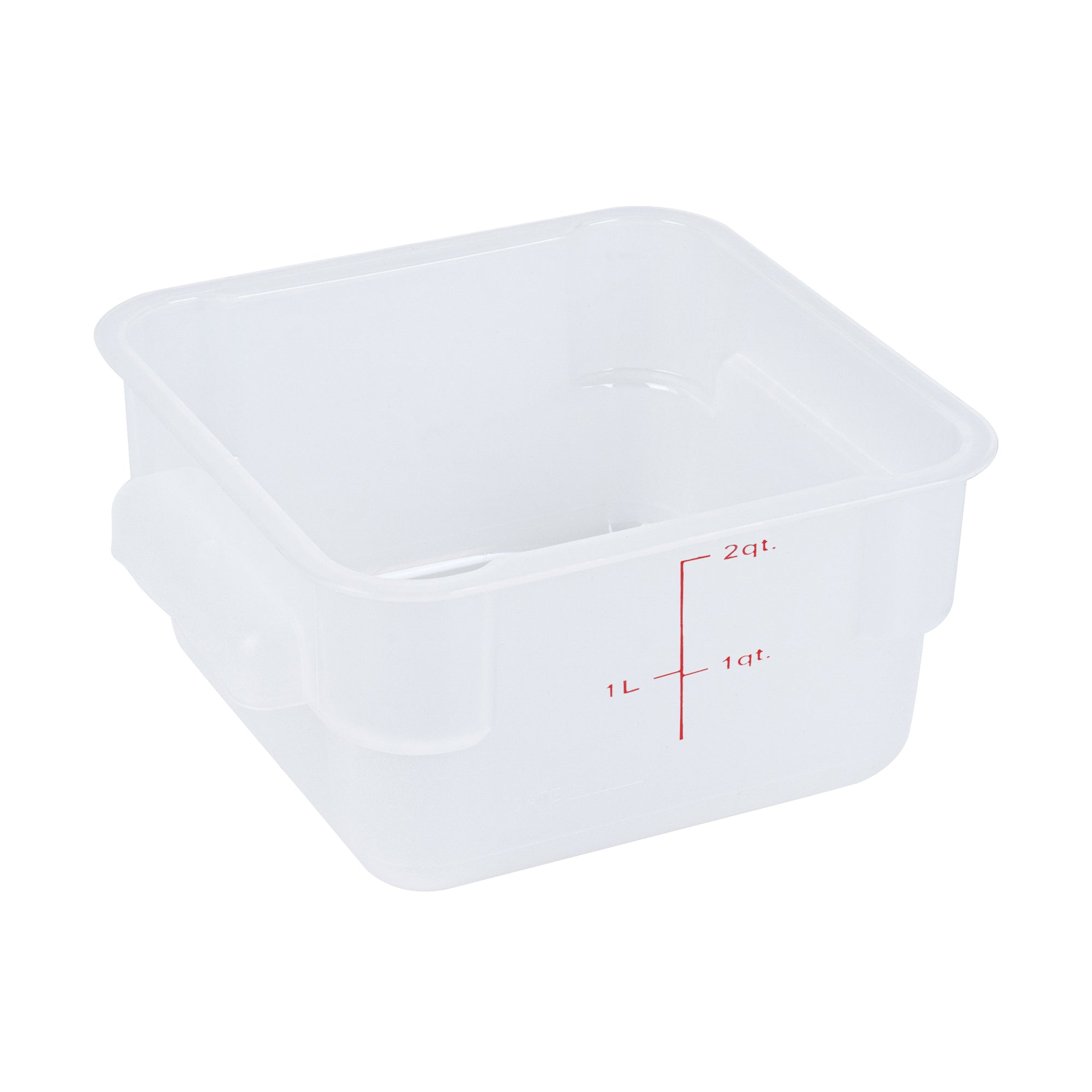 Met Lux 2 qt Square Translucent Plastic Food Storage Container - with Green Volume Markers - 7" x 7" x 4" - 10 count box