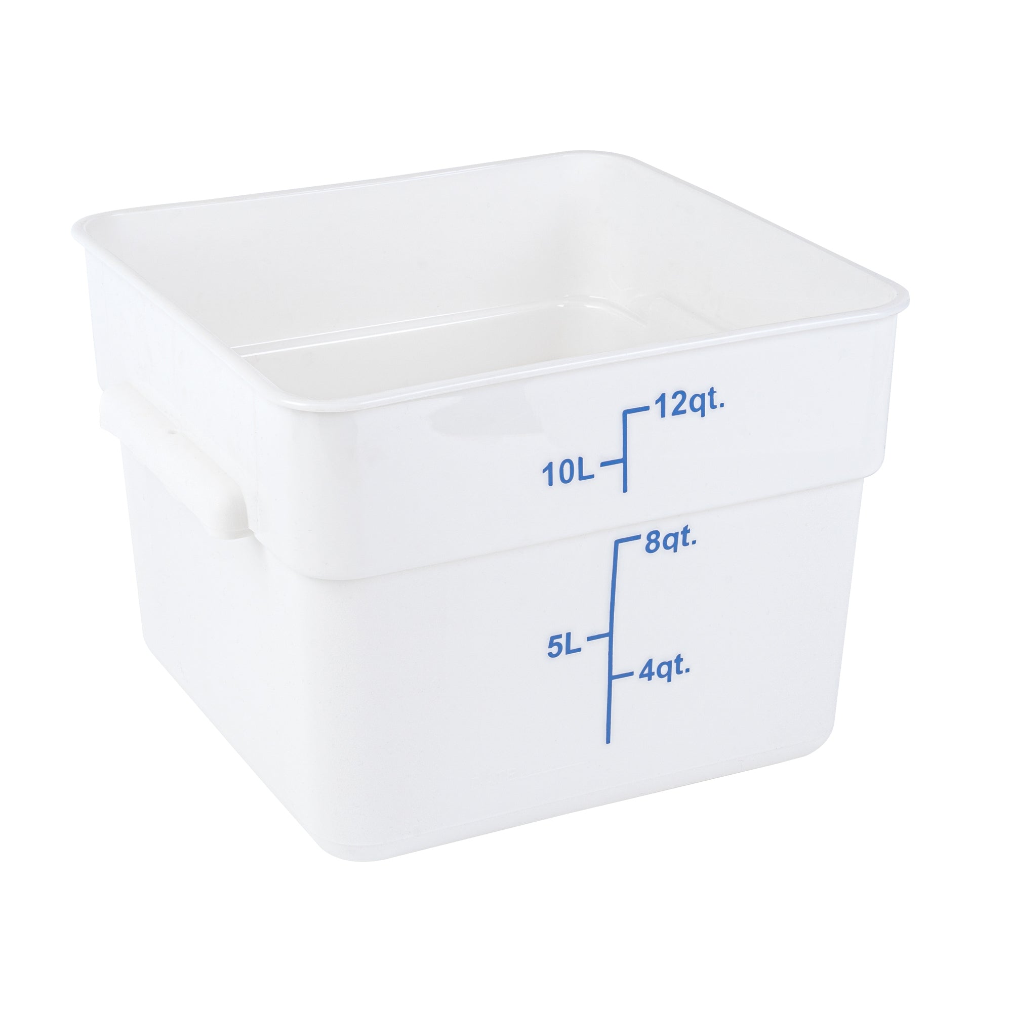 Met Lux 12 qt Square White Plastic Food Storage Container - with Blue Volume Markers - 11" x 11" x 8" - 10 count box