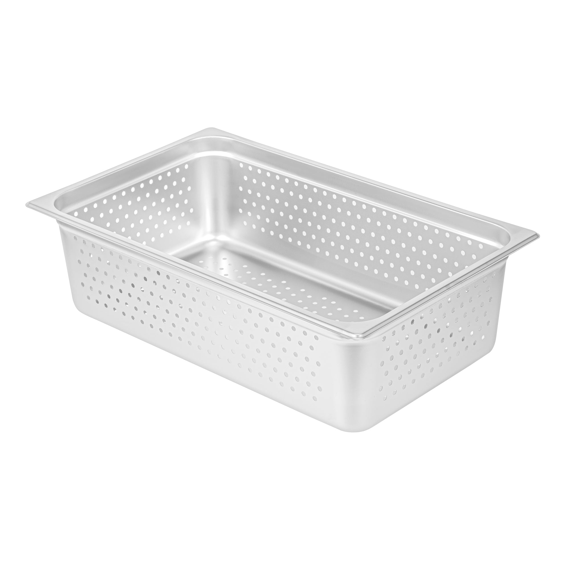 Kitchen Tek Stainless Steel Full Size Steam Table Pan - 6 Inch Deep, Perforated, Anti Jam, 24 Gauge - 6 count box