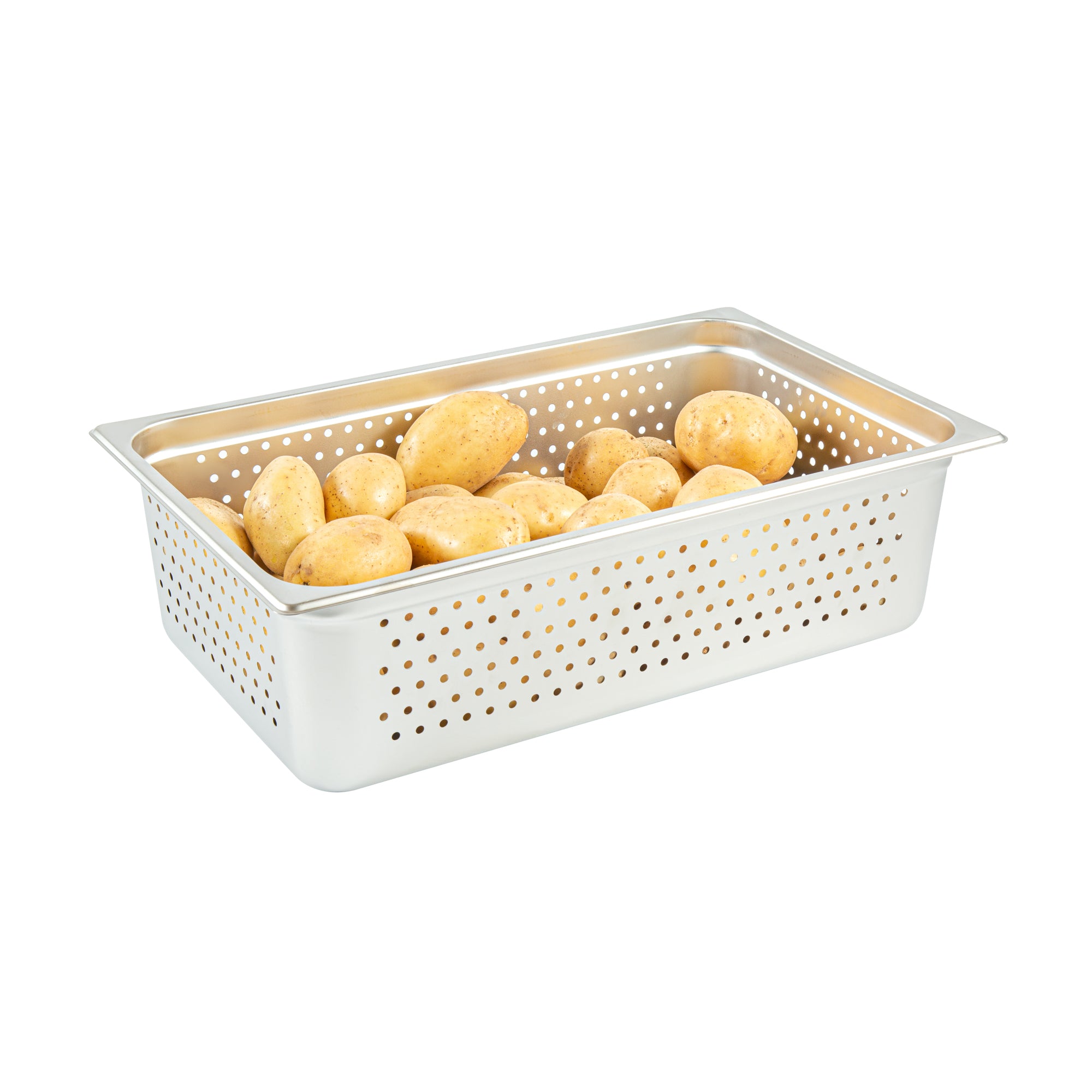 Kitchen Tek Stainless Steel Full Size Steam Table Pan - 6 Inch Deep, Perforated, Anti Jam, 24 Gauge - 6 count box