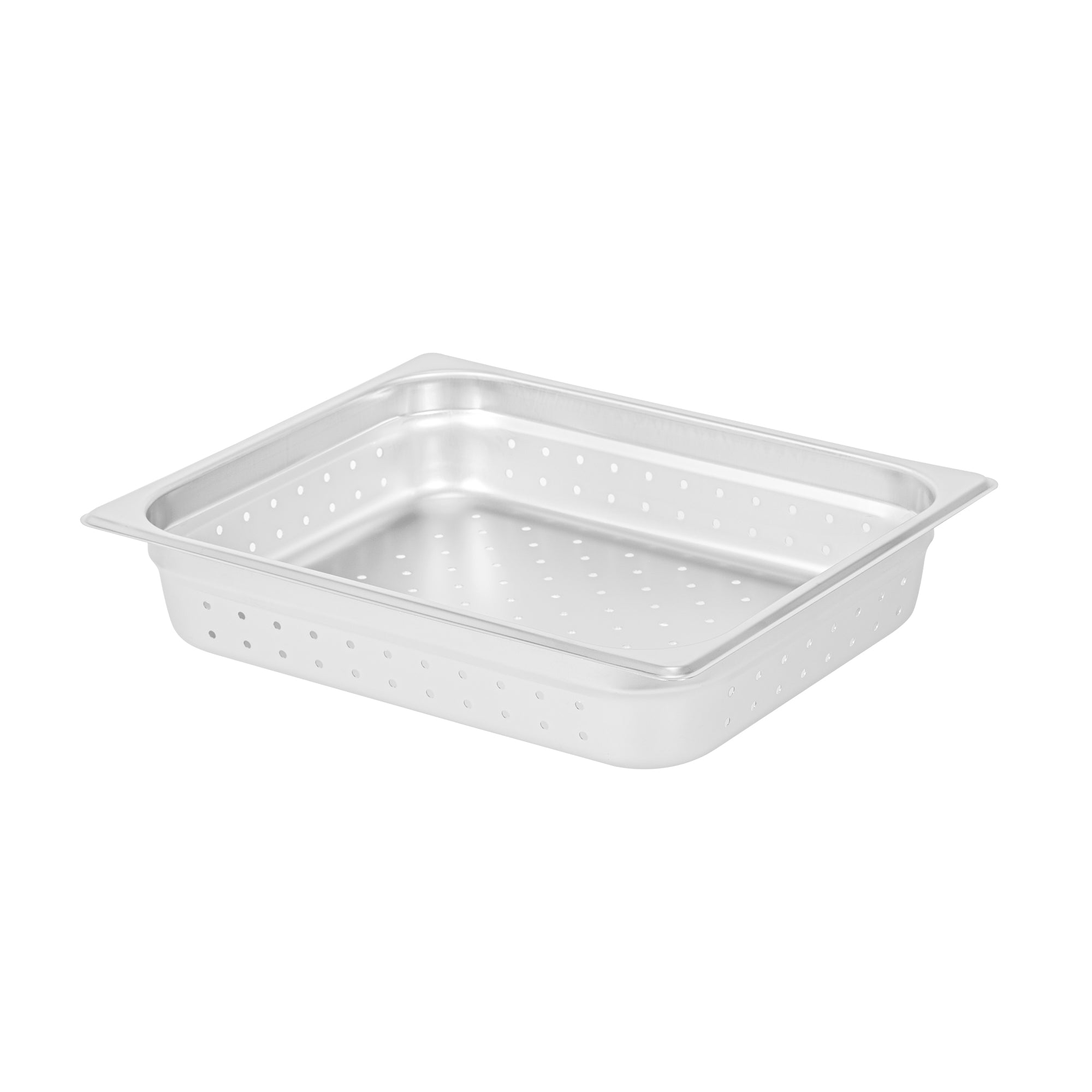 Kitchen Tek Stainless Steel 1/2 Size Steam Table Pan - 2 1/2 Inch Deep, Perforated, Anti Jam, 24 Gauge - 12 count box