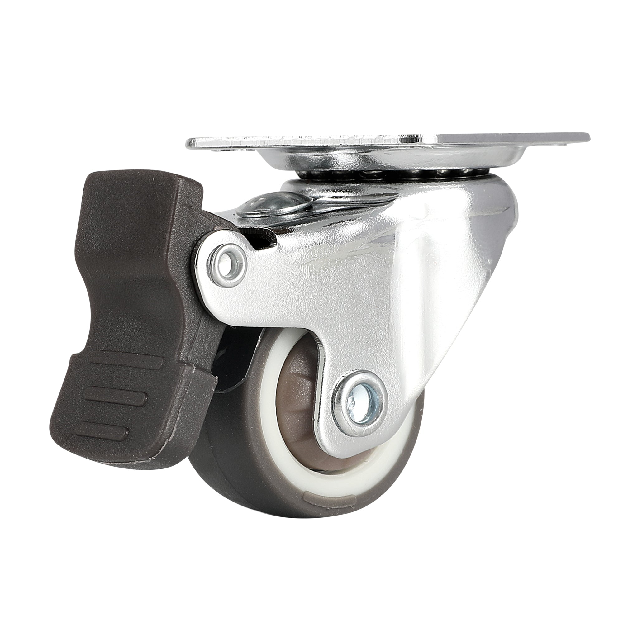 RW Hardware Gray Swivel Plate Caster - with Brakes and Mounting Hardware - 1" - 4 count box