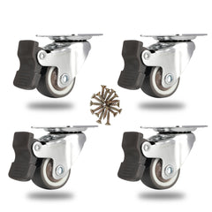 RW Hardware Gray Swivel Plate Caster - with Brakes and Mounting Hardware - 1