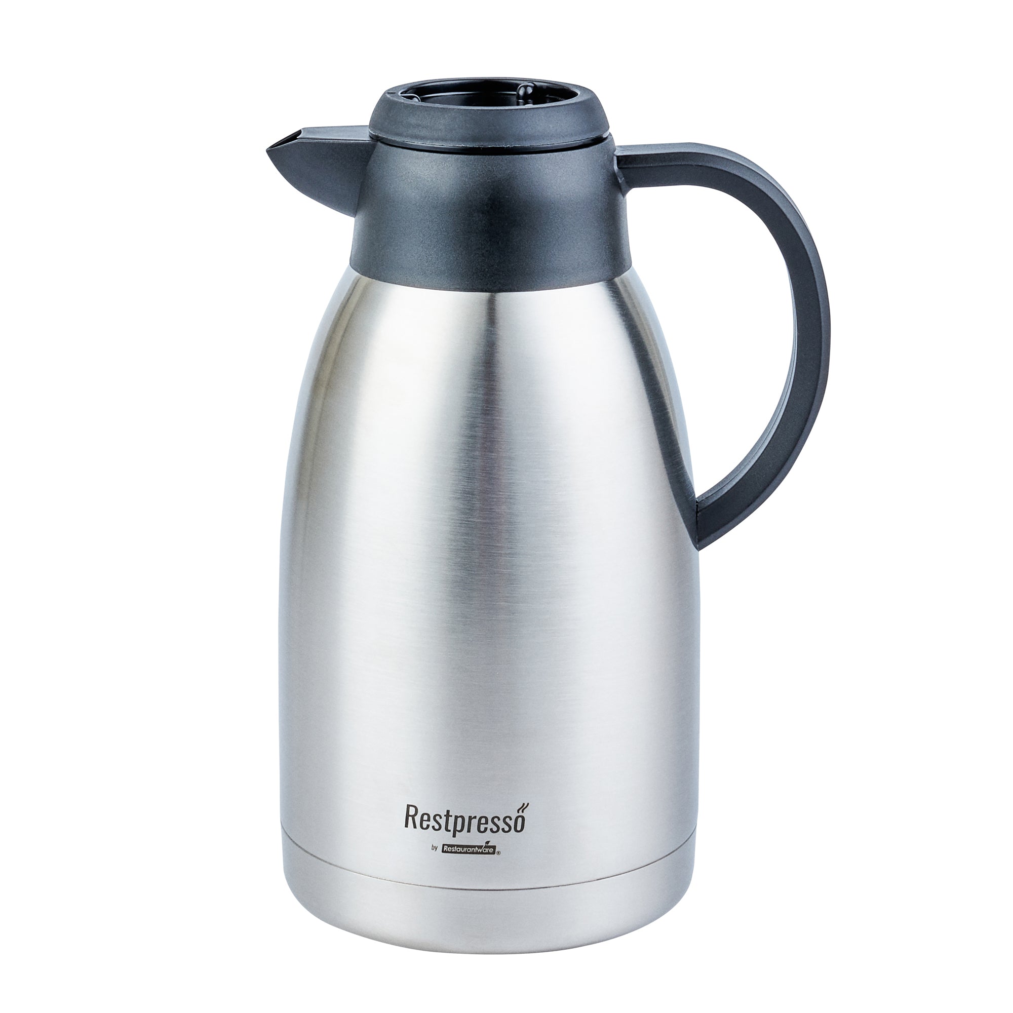 Restpresso 68 oz Insulated Coffee Carafe / Server - with Regular and Decaf Brew Thru Lids - 11 1/4" x 5 1/2" x 7" - 1 count box