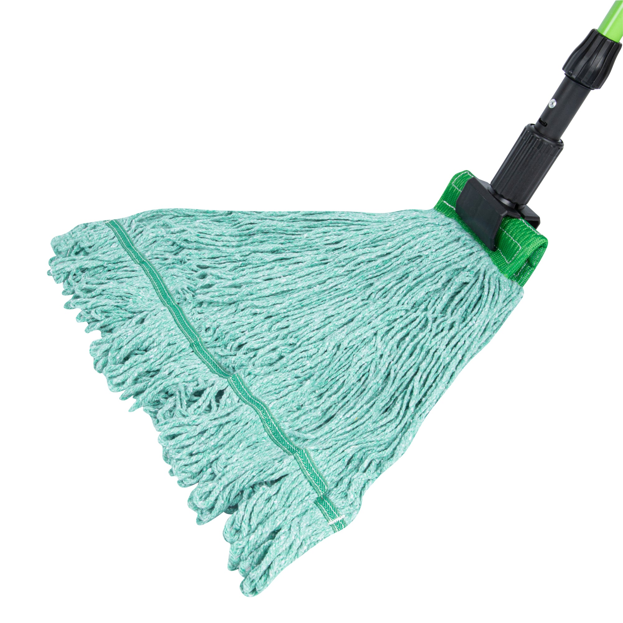 Clean Tek Professional 24 oz Green Cotton Blend Wet Mop Head - with 5" Headband- 1 count box