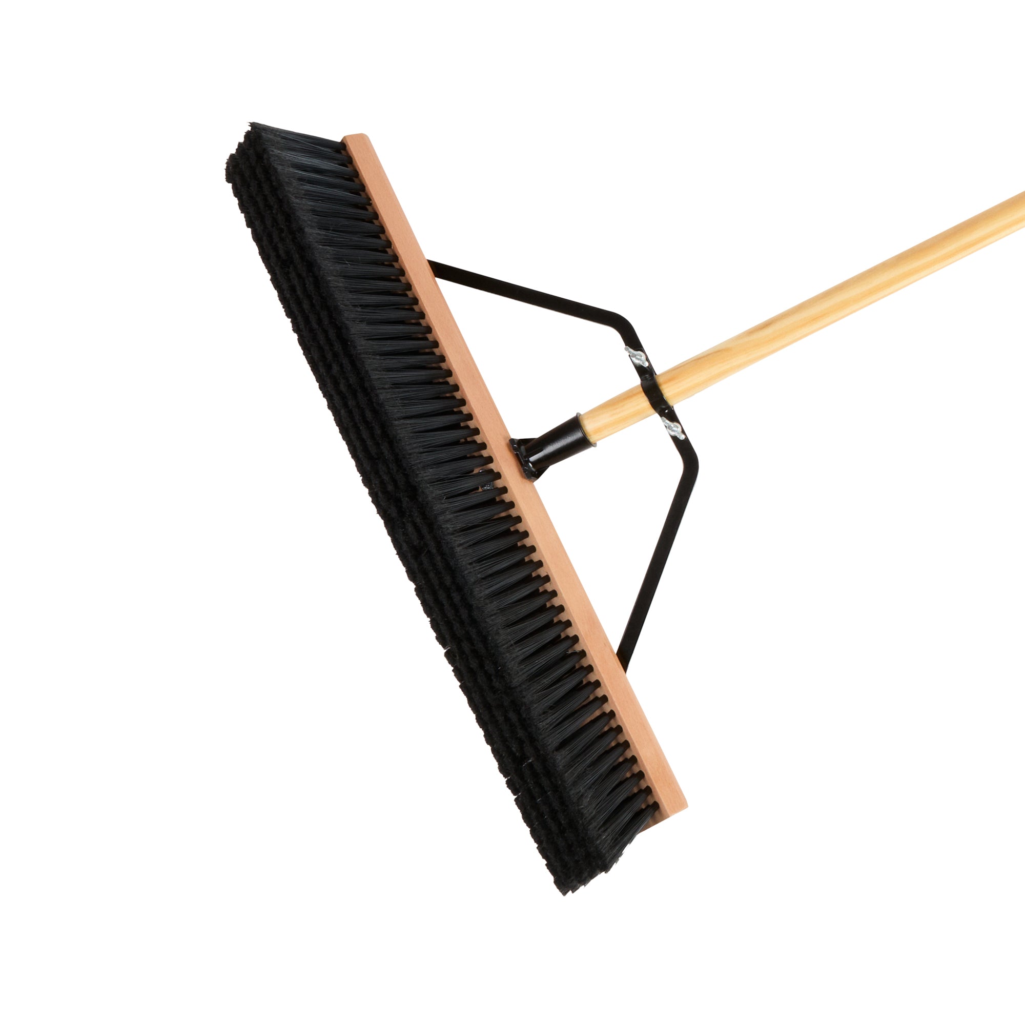 Clean Tek Professional 24" Contractor / Push Broom - with Fine Flagged Bristles, 60" Wood Handle - 1 count box