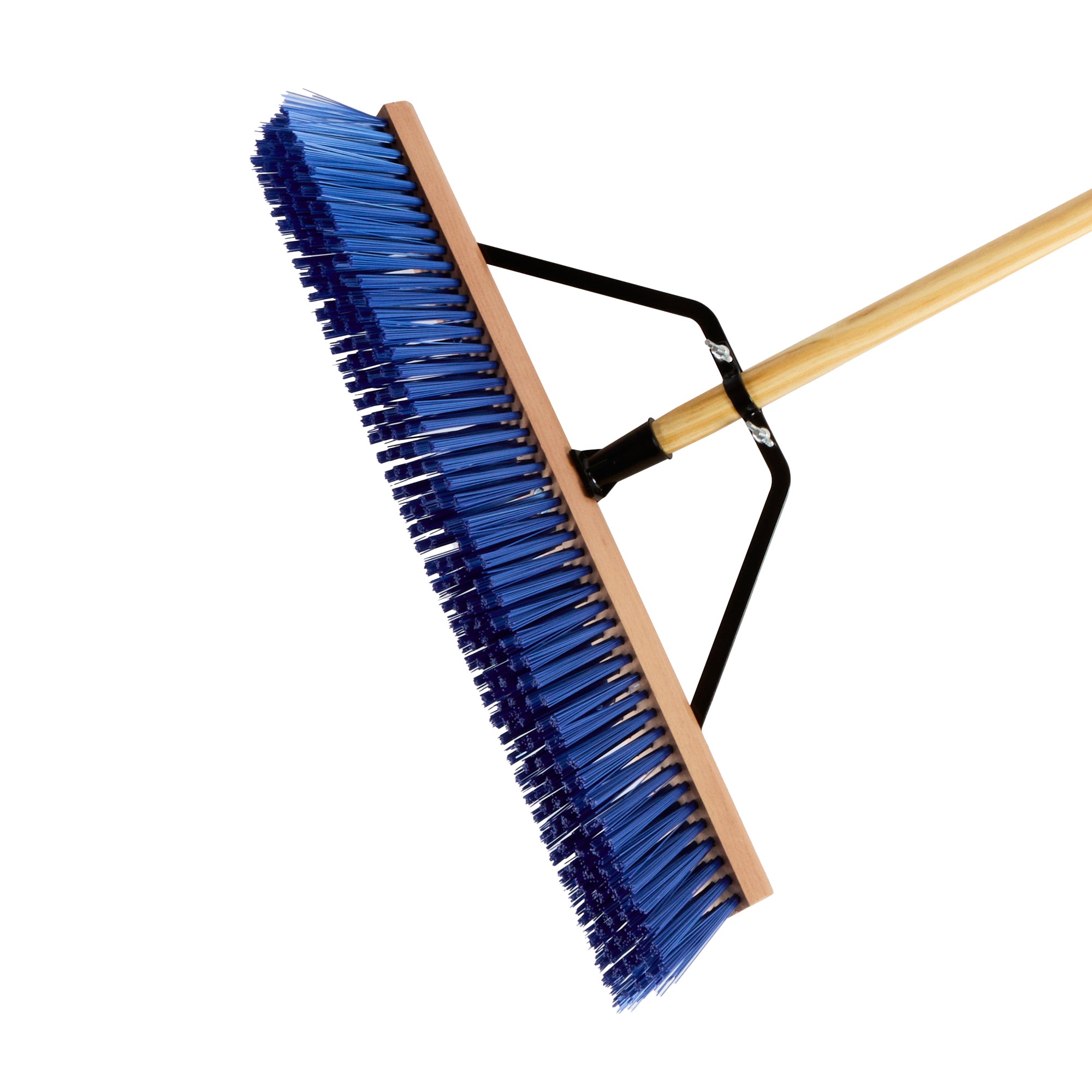 Clean Tek Professional 24" Contractor / Push Broom - with Heavy Flagged Bristles, 60" Wood Handle - 1 count box