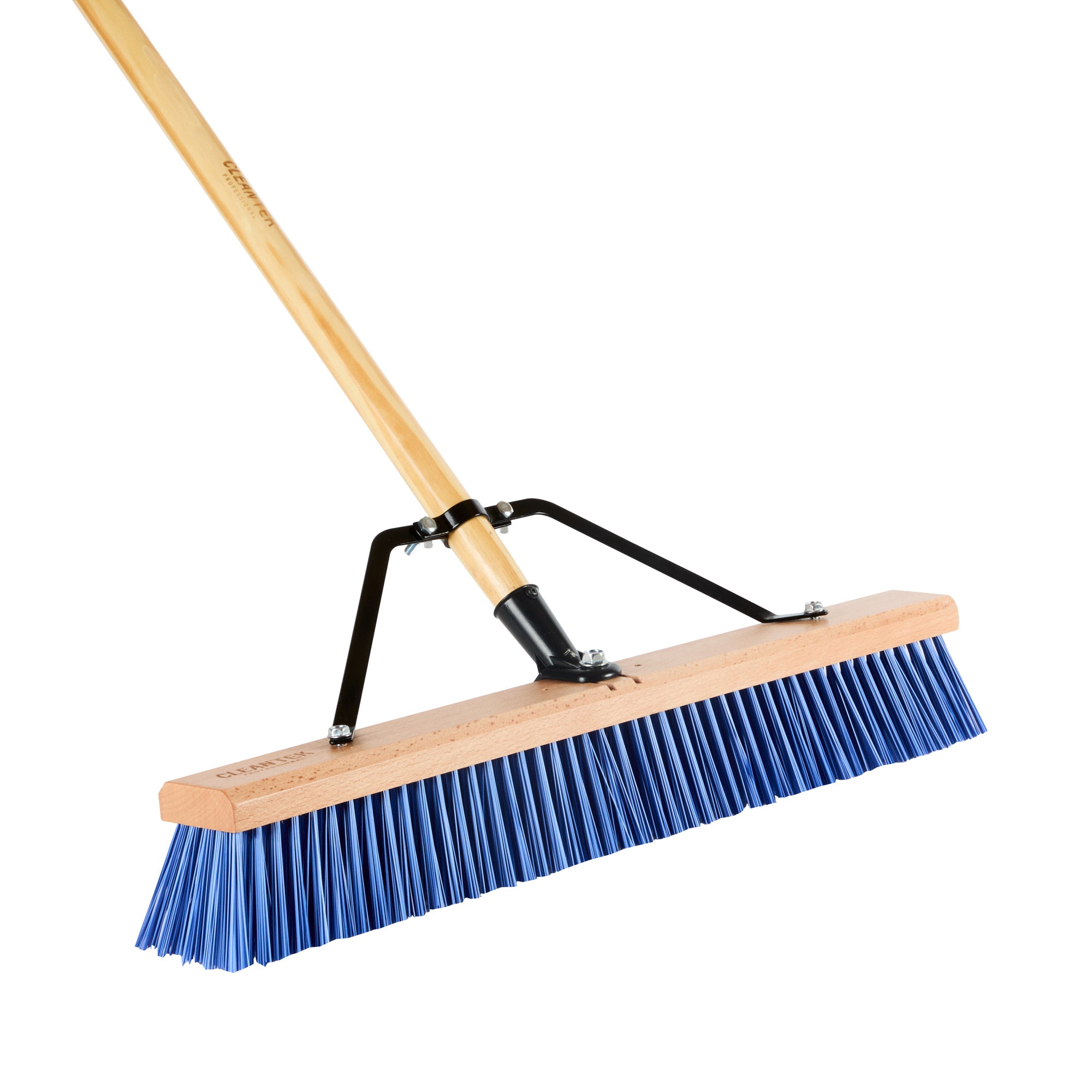 Clean Tek Professional 24" Contractor / Push Broom - with Heavy Flagged Bristles, 60" Wood Handle - 1 count box