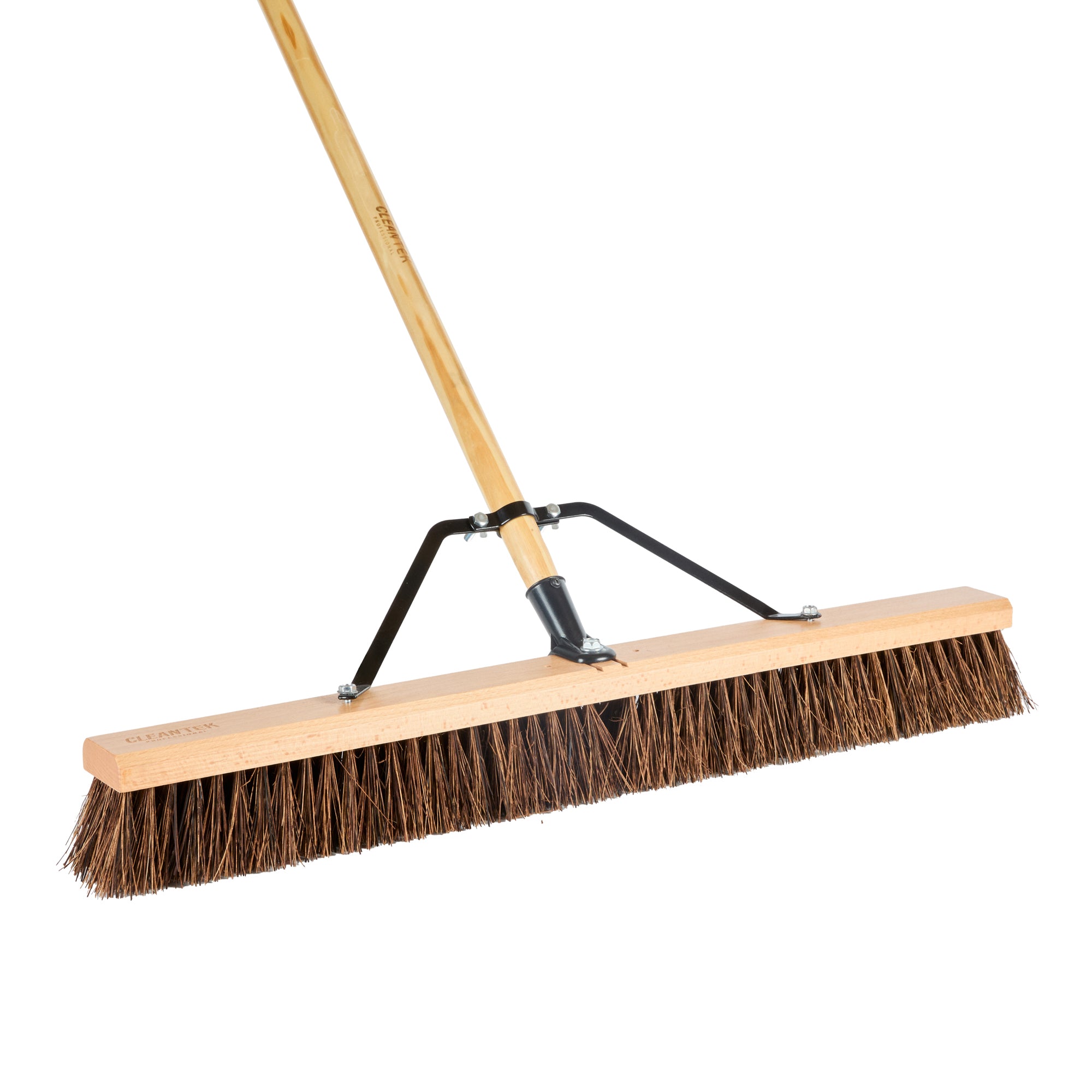 Clean Tek Professional 30" Garage / Push Broom - with Palmyra Unflagged Bristles, 60" Wood Handle - 1 count box