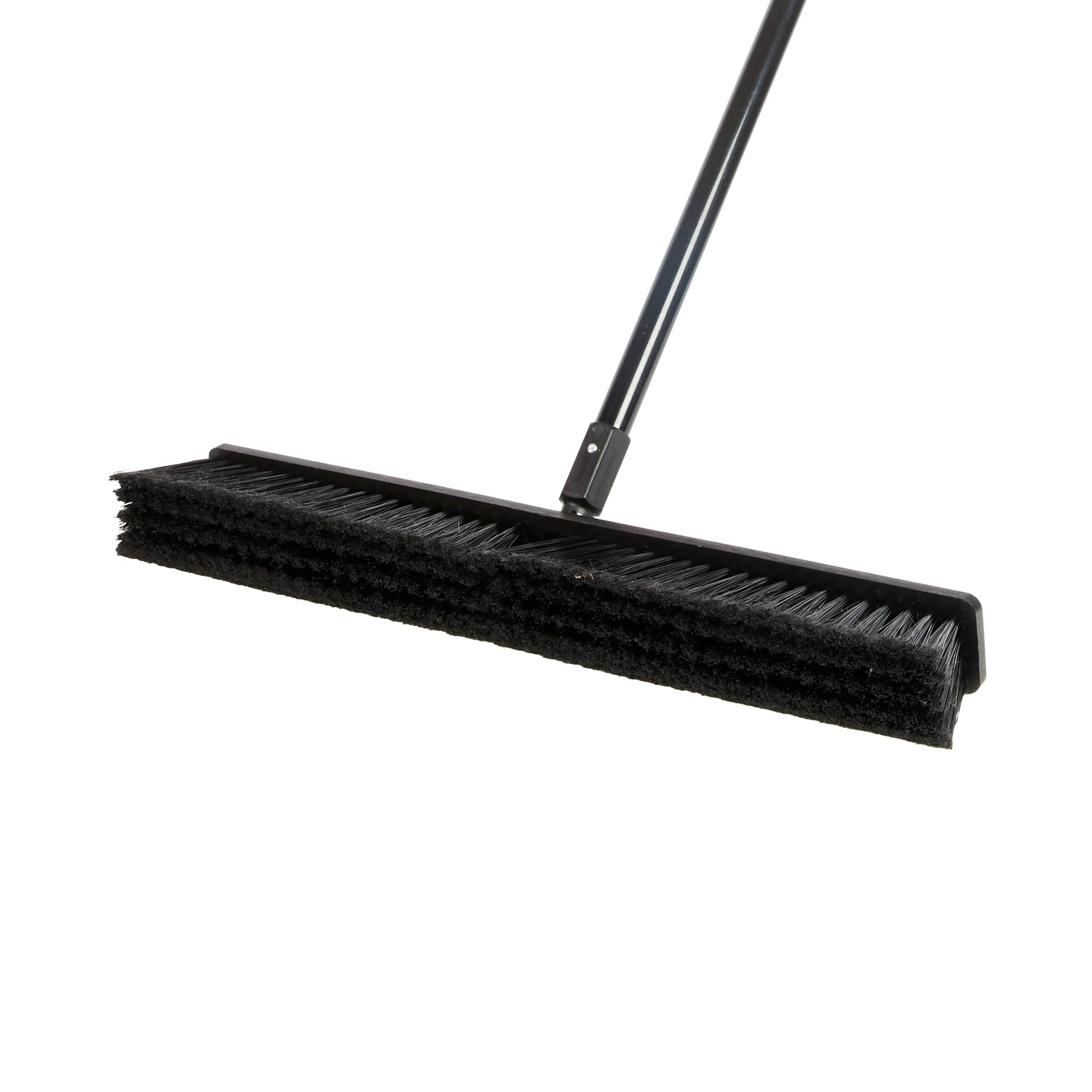 Clean Tek Professional 23 1/2" Black Plastic Push Broom - with Fine Flagged Bristles, 59" Steel Handle - 1 count box