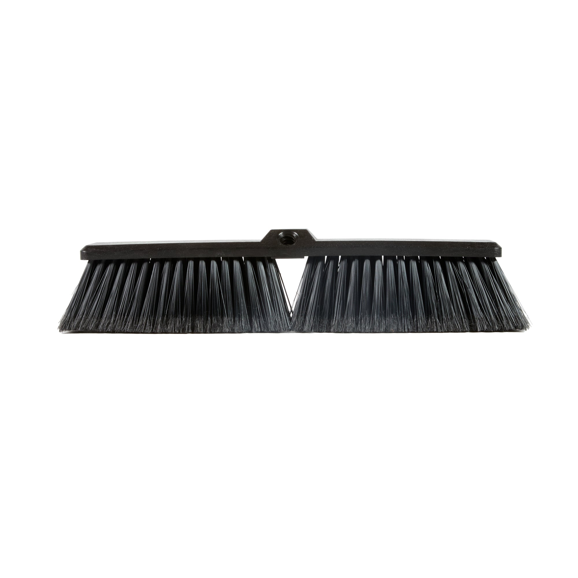 Clean Tek Professional 17 1/4" Black Plastic Push Broom Head - with Fine Flagged Bristles - 1 count box