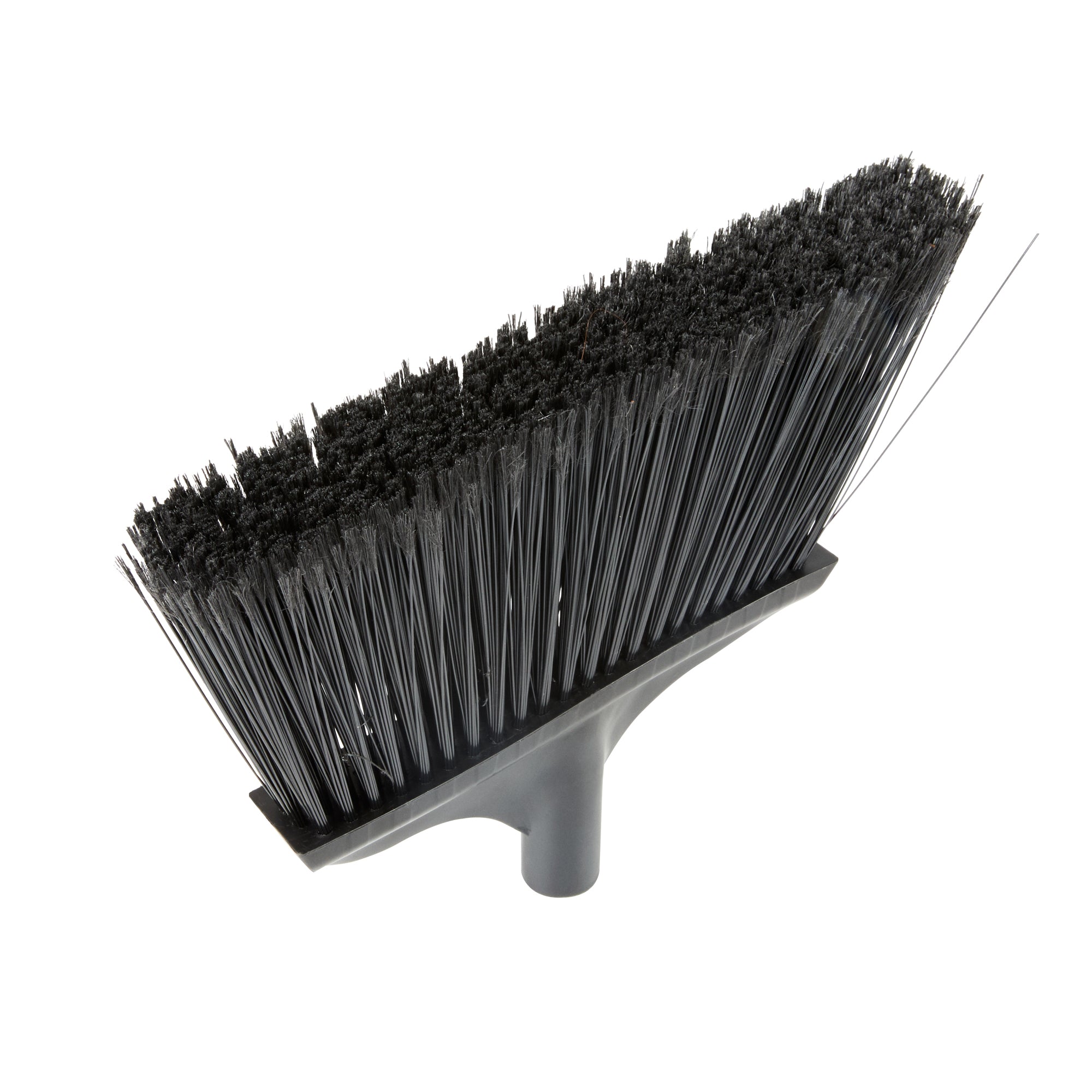 Clean Tek Profesional 13 3/4" Black Plastic Wide Angled Broom Head - with Flagged Bristles - 1 count box