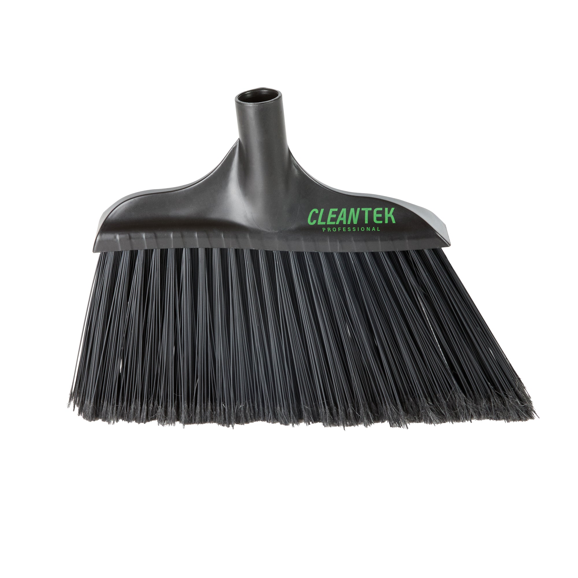 Clean Tek Profesional 13 3/4" Black Plastic Wide Angled Broom Head - with Flagged Bristles - 1 count box