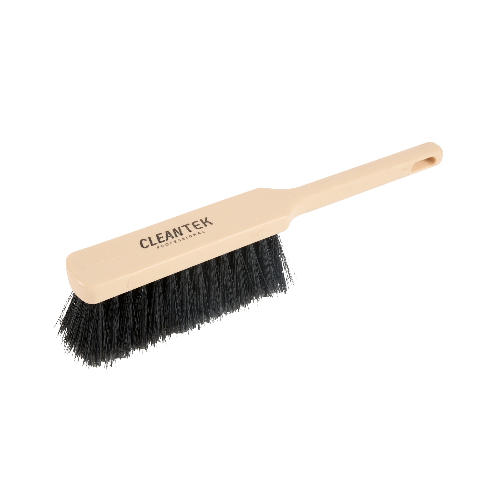 Clean Tek Professional 13 3/4" Beige Plastic Counter Brush - with Black Flagged Bristles - 1 count box