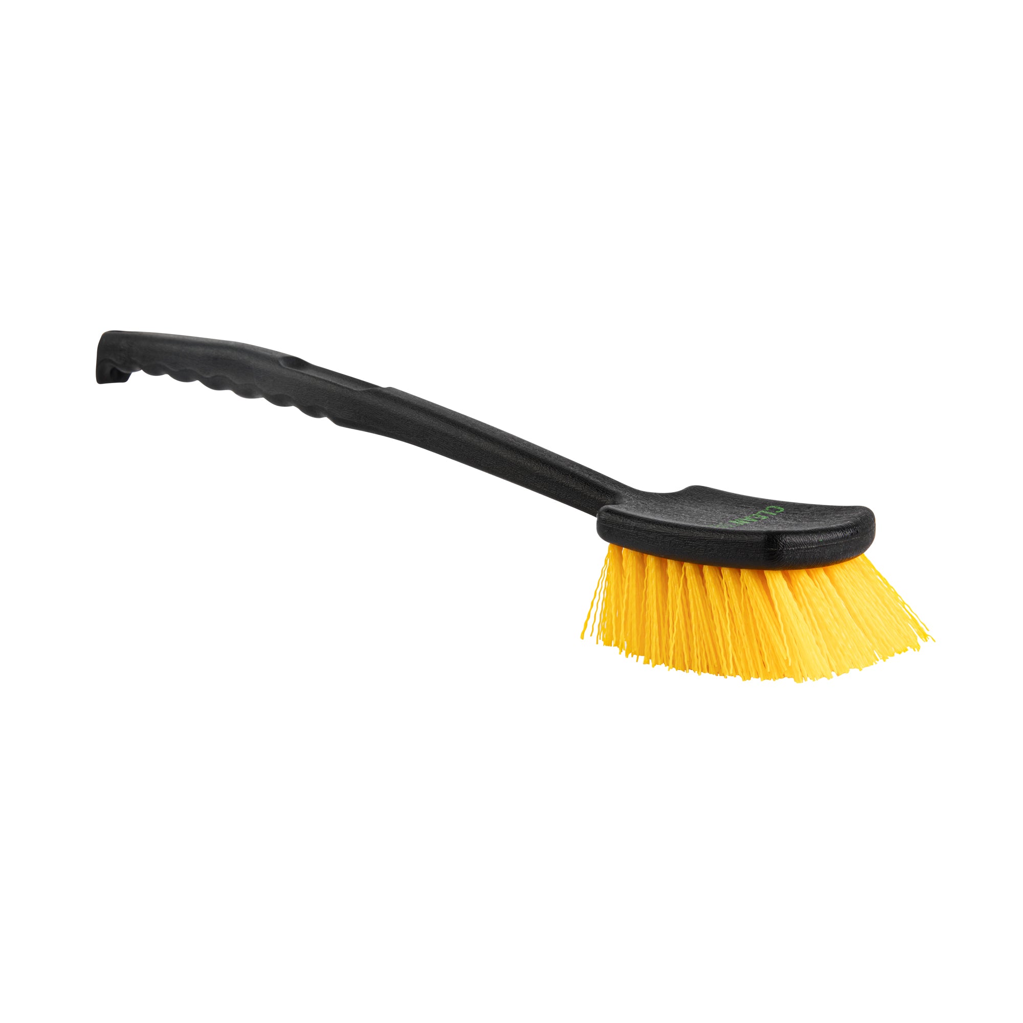 Clean Tek Professional 20 1/2" Black Plastic Utility Scrub Brush - with Yellow Bristles - 1 count box