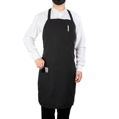 RW Base Black Standard Bib Apron - with 3 Pockets - 32 1/2'' x 27 1/2'' - 100 count box