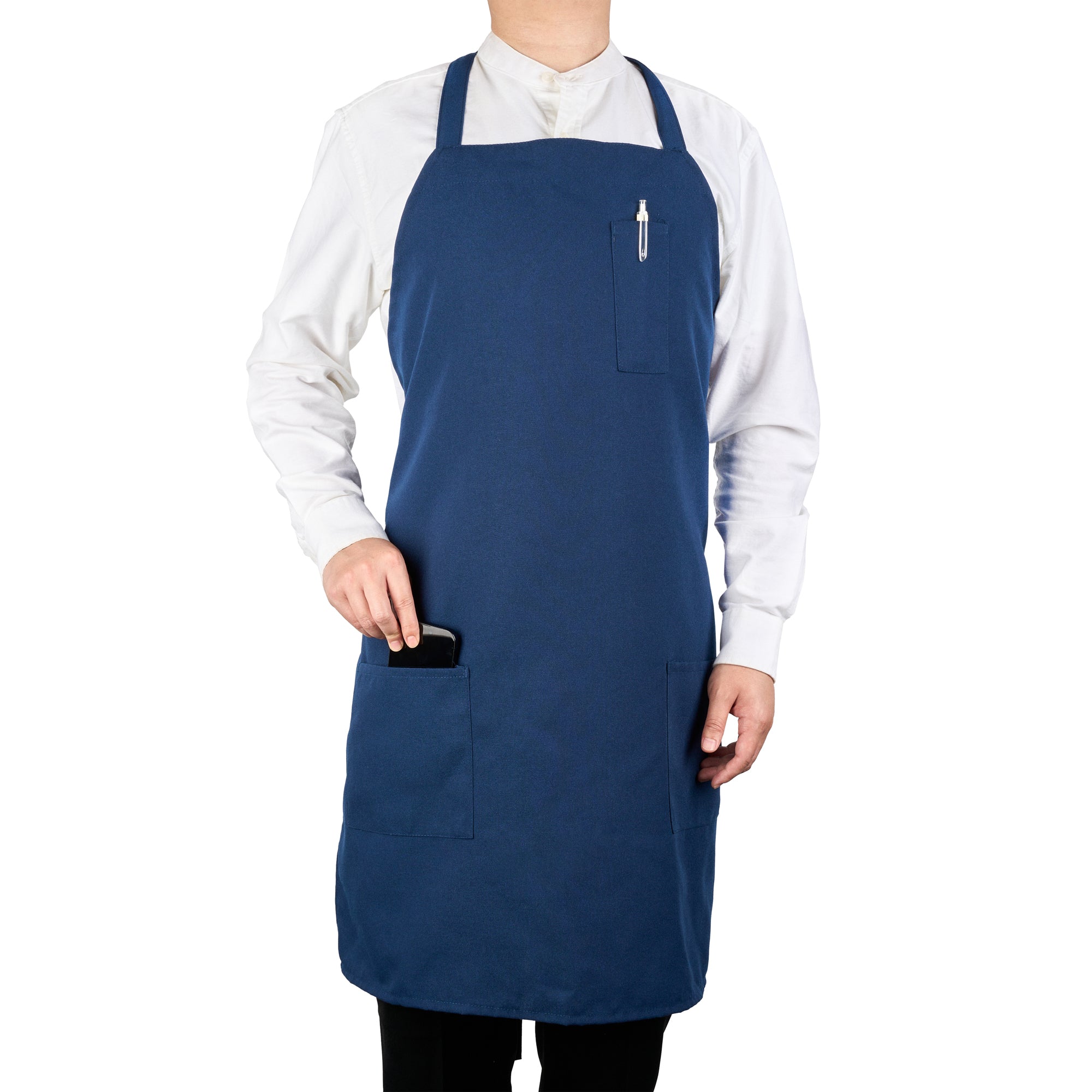 RW Base Blue Standard Bib Apron - with 3 Pockets - 32 1/2'' x 27 1/2'' - 100 count box