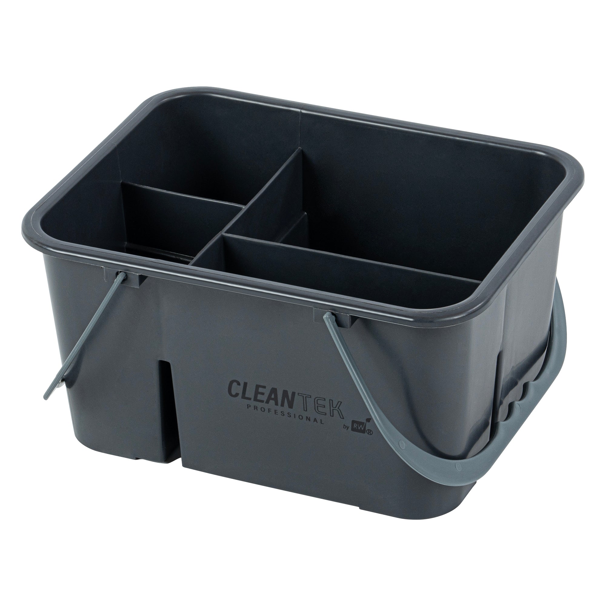 Clean Tek Professional Gray Cleaning Caddy - 4 Compartments, with 2 Handles - 11 1/2" x 9" x 6" - 1 count box