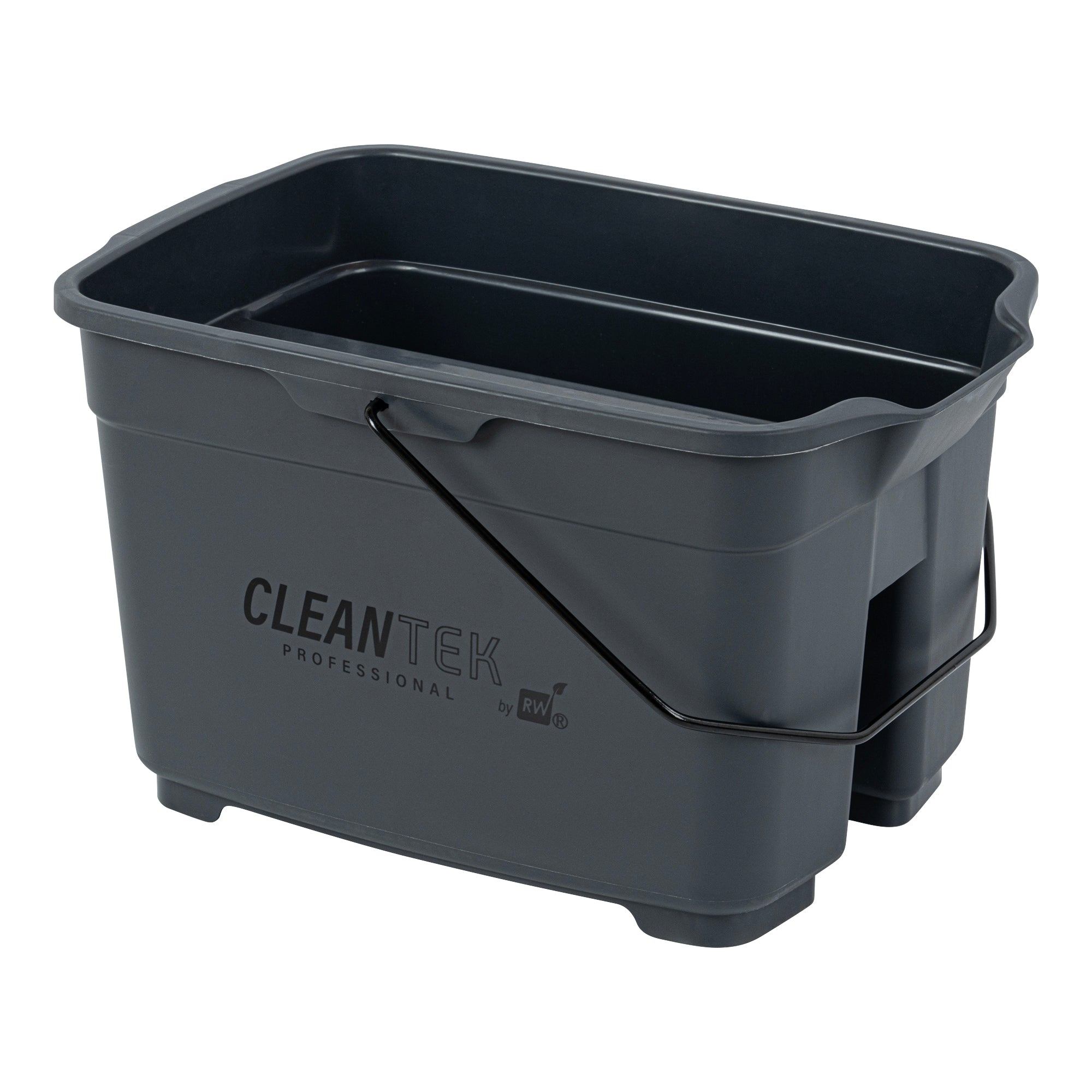 Clean Tek Professional 19 Qt Gray Divided Bucket / Caddy - 18" x 13" x 11" - 1 count box