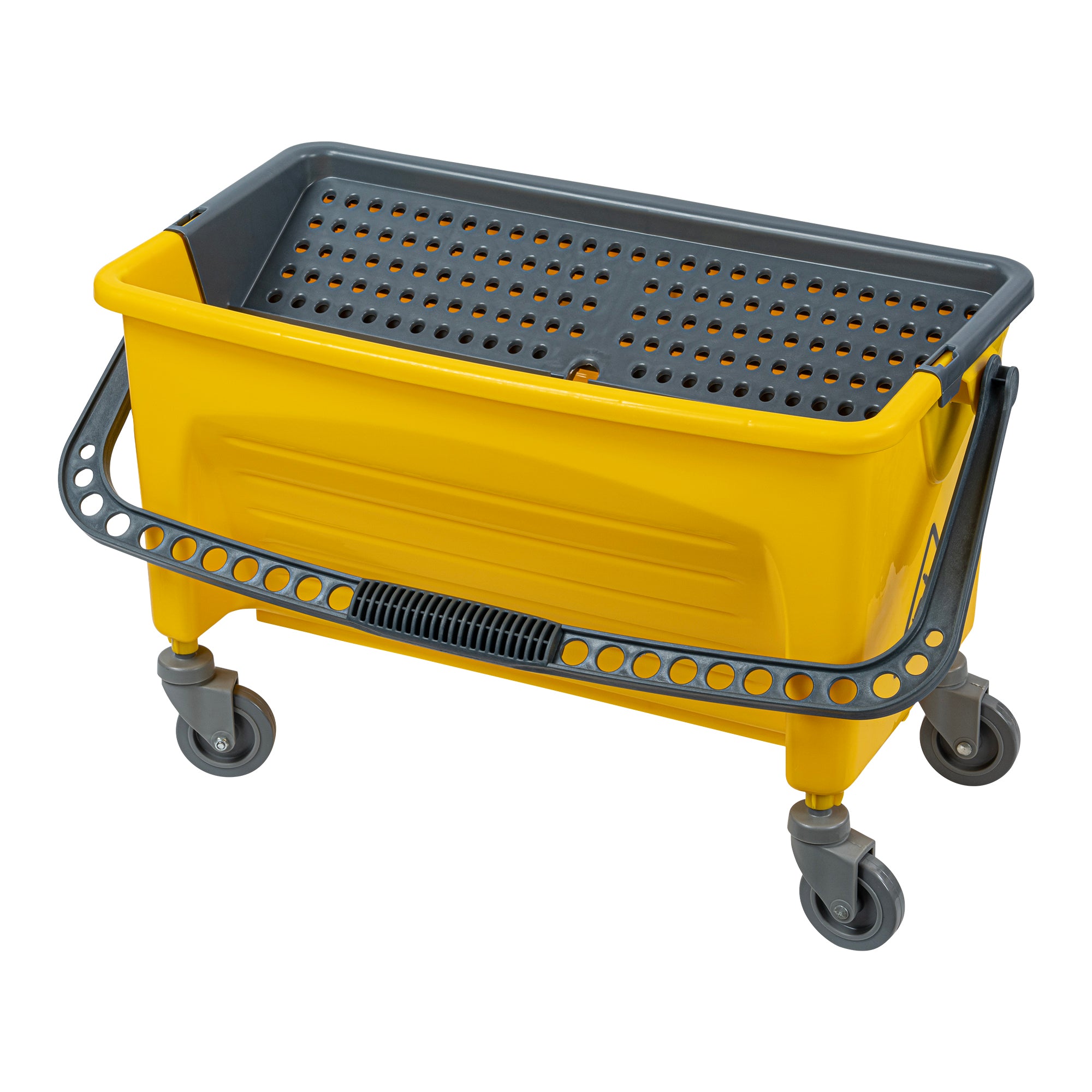 Clean Tek Professional 44 Qt Yellow No-Touch Microfiber Mop Bucket - with Twist Valve - 26 3/4" x 14 1/4" x 15 3/4" - 1 count box