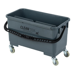 Clean Tek Professional 25 Qt Gray Bucket - with Wheels, U-Shaped Sieve - 22