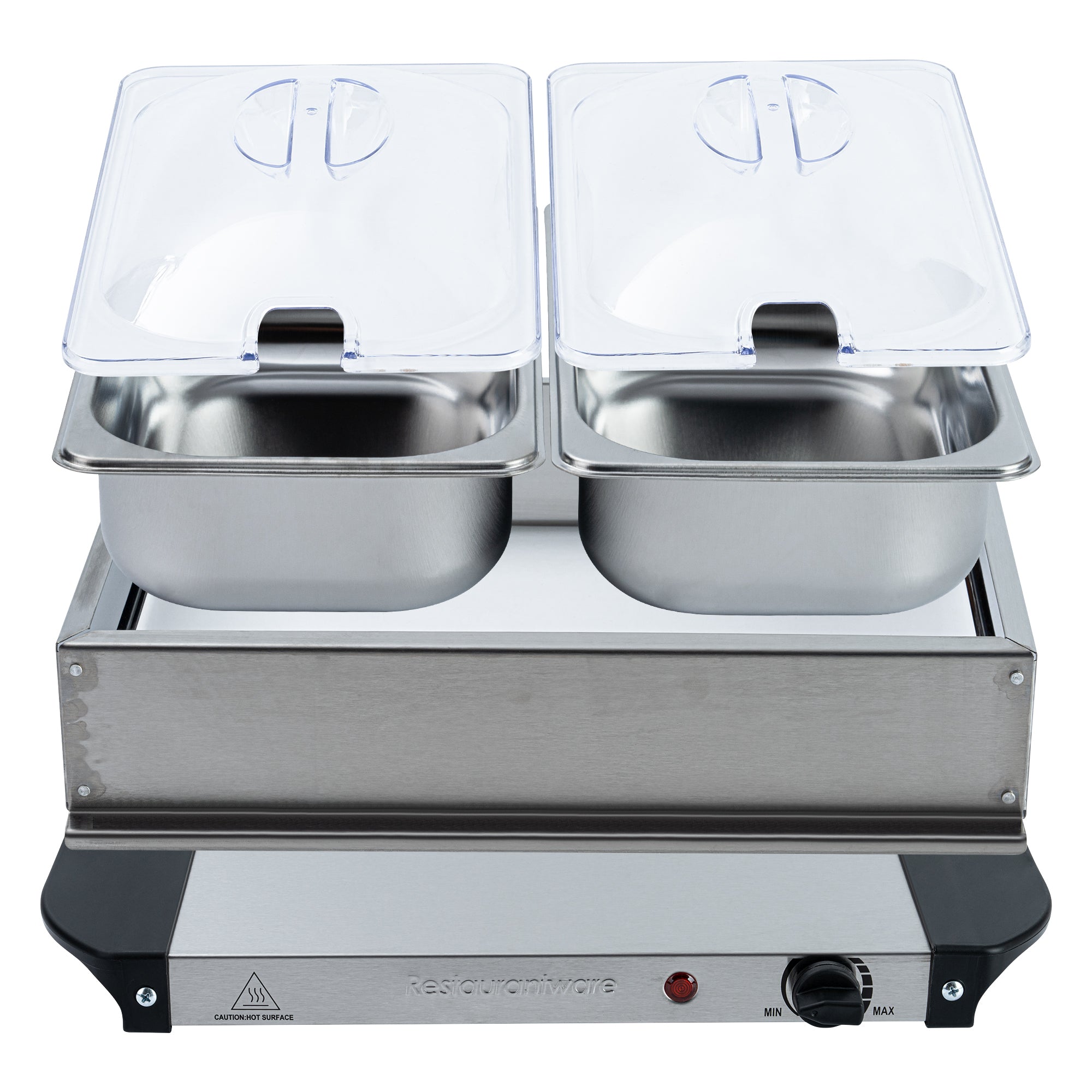 Kitchen Tek Stainless Steel Buffet Server and Food Warmer - 120V, with (2) 1.5 Qt Buffet Pans - 1 count box