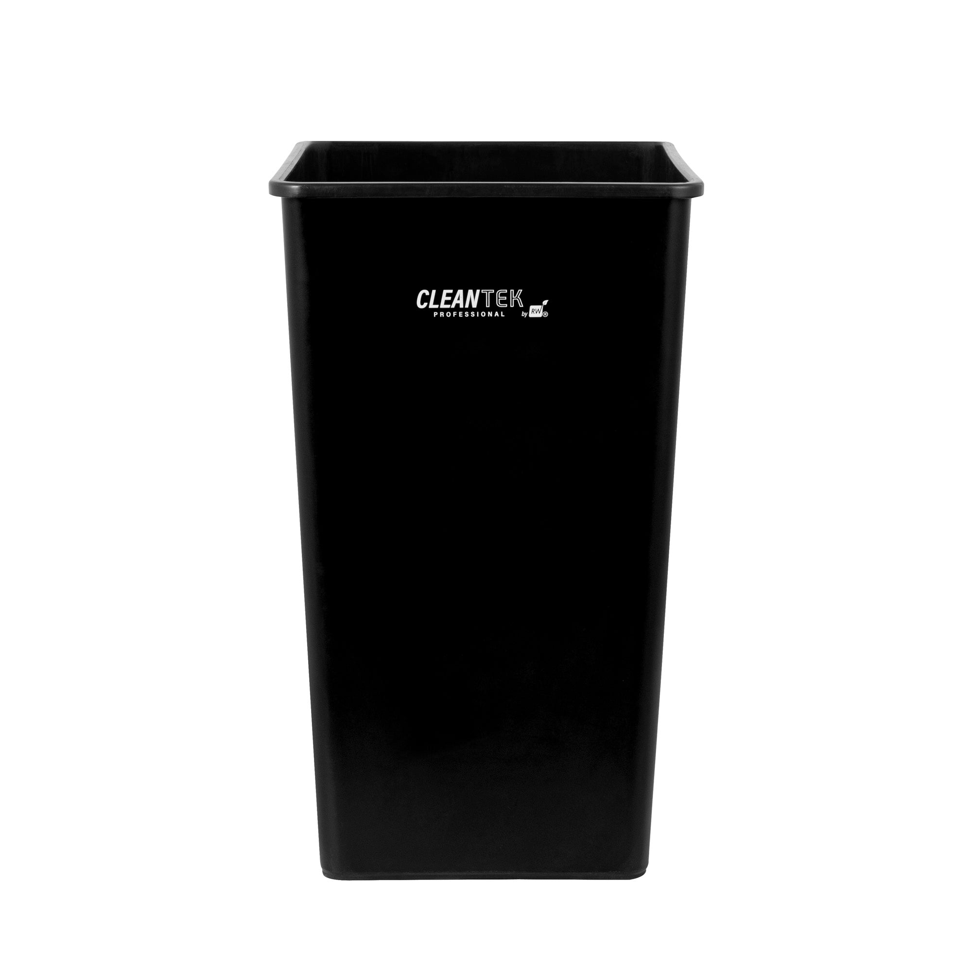 Clean Tek Professional 50 gal Square Black Plastic Trash Can - 19 1/2" x 19 1/2" x 34 1/4" - 1 count box