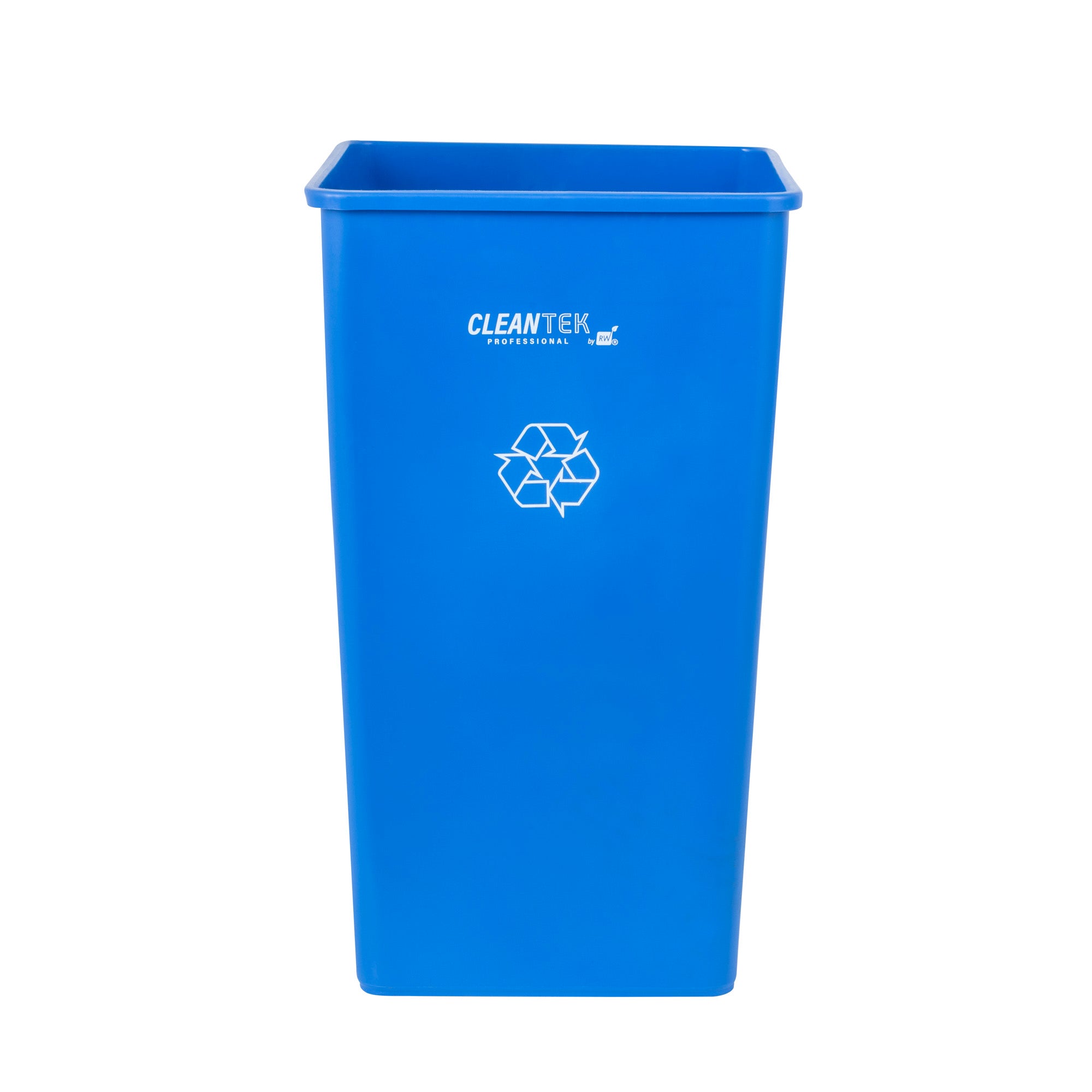 Clean Tek Professional 50 gal Square Blue Plastic Recycling Bin - 19 1/2" x 19 1/2" x 34 1/4" - 1 count box