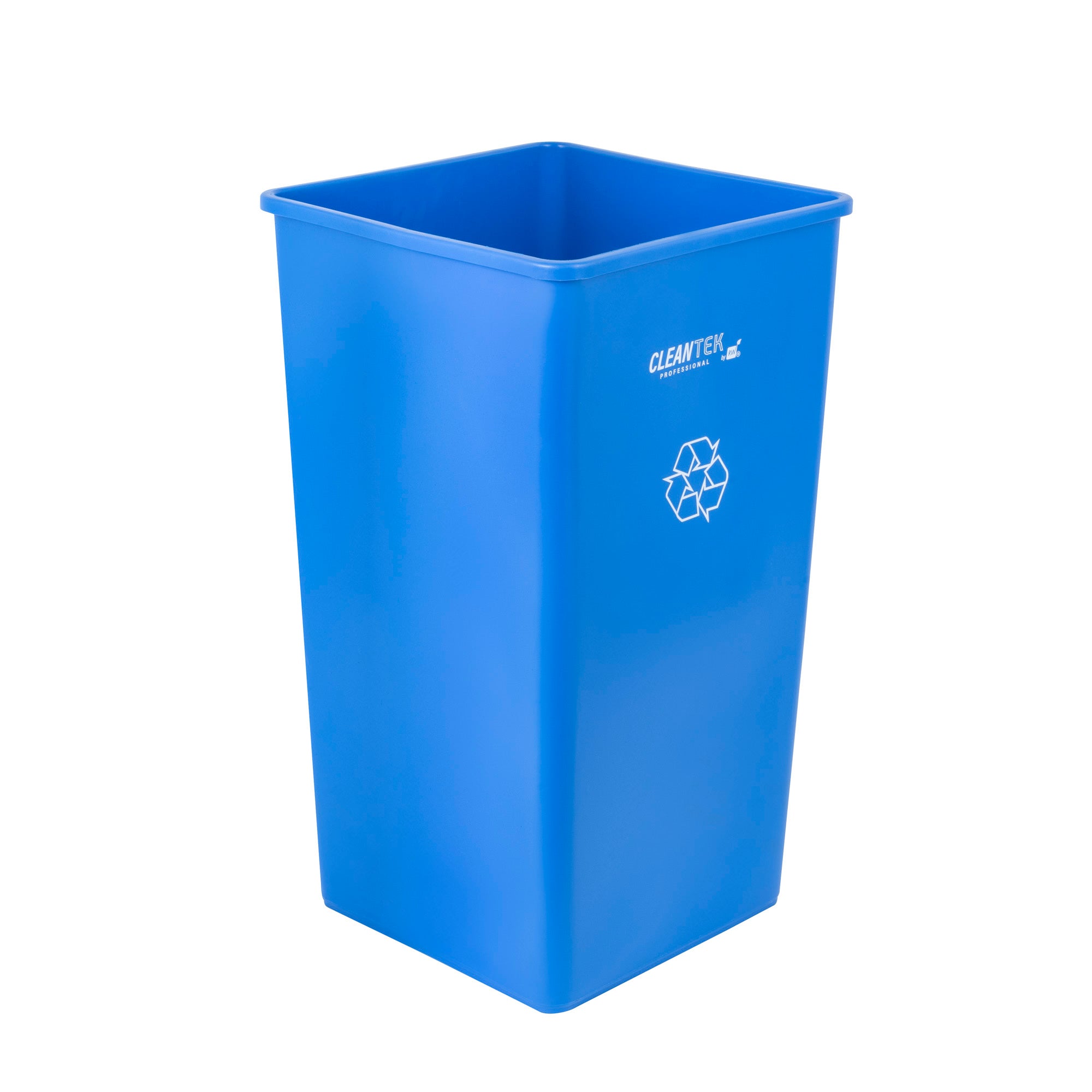 Clean Tek Professional 50 gal Square Blue Plastic Recycling Bin - 19 1/2" x 19 1/2" x 34 1/4" - 1 count box