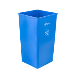 Clean Tek Professional 50 gal Square Blue Plastic Recycling Bin - 19 1/2