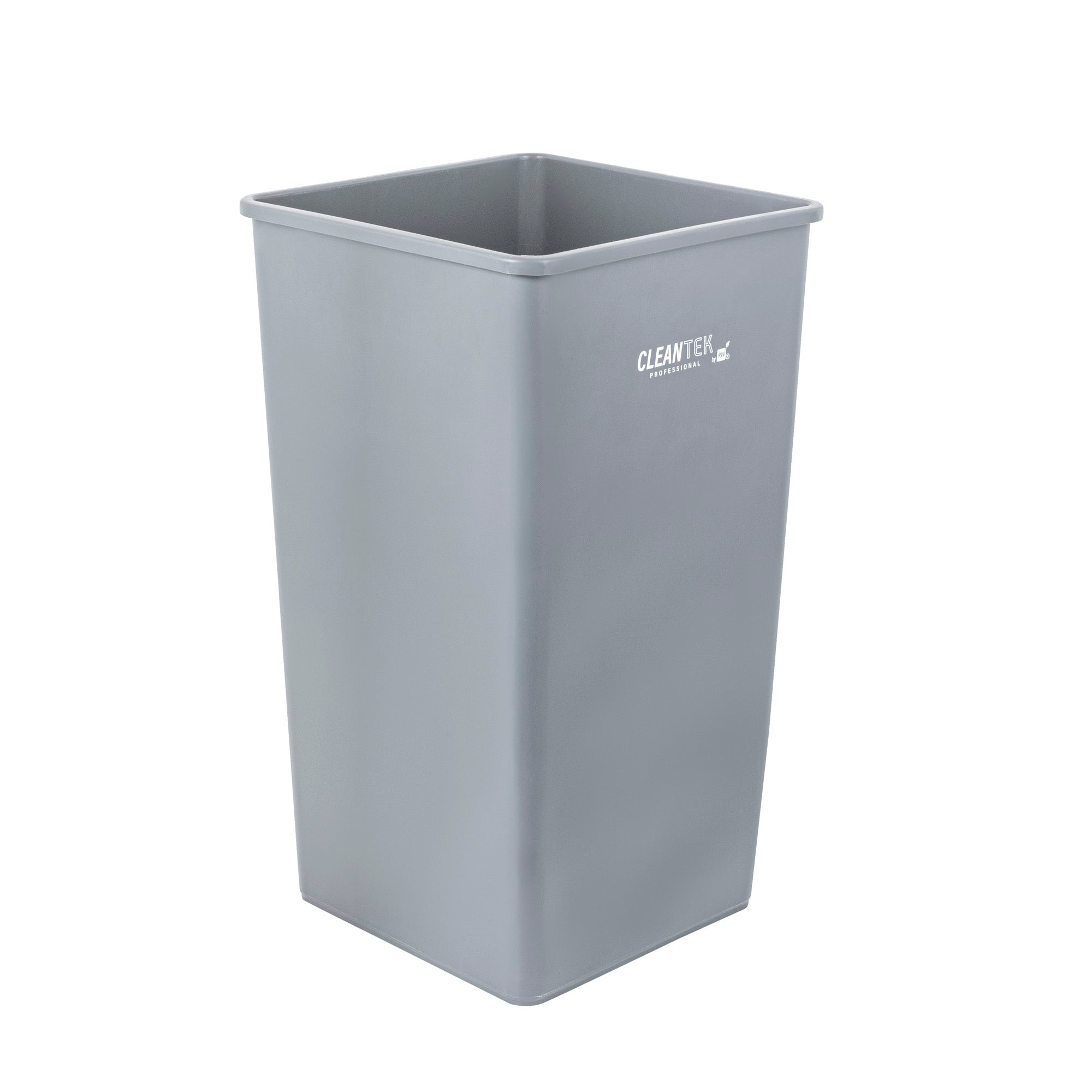 Clean Tek Professional 50 gal Square Gray Plastic Trash Can - 19 1/2" x 19 1/2" x 34 1/4" - 1 count box