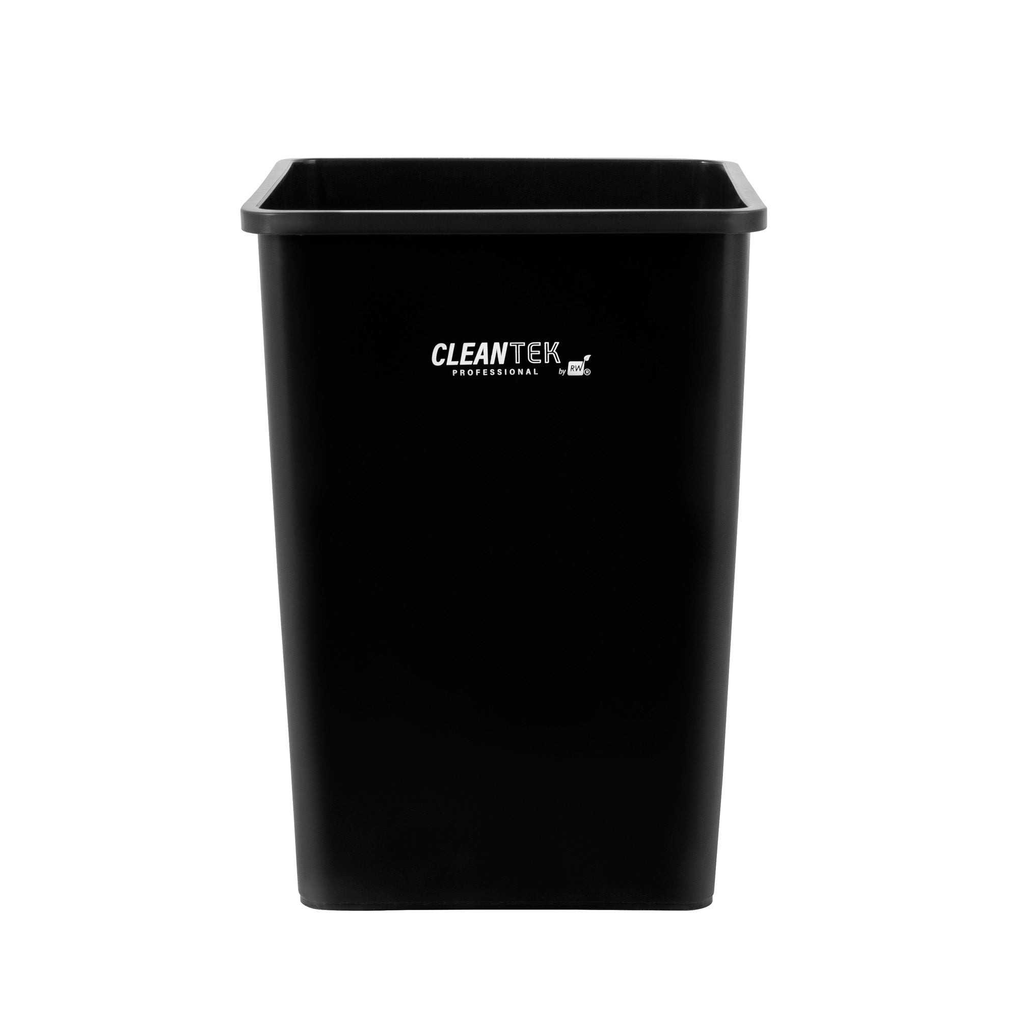 Clean Tek Professional 35 gal Square Black Plastic Trash Can - 19 1/2" x 19 1/2" x 27 3/4" - 1 count box