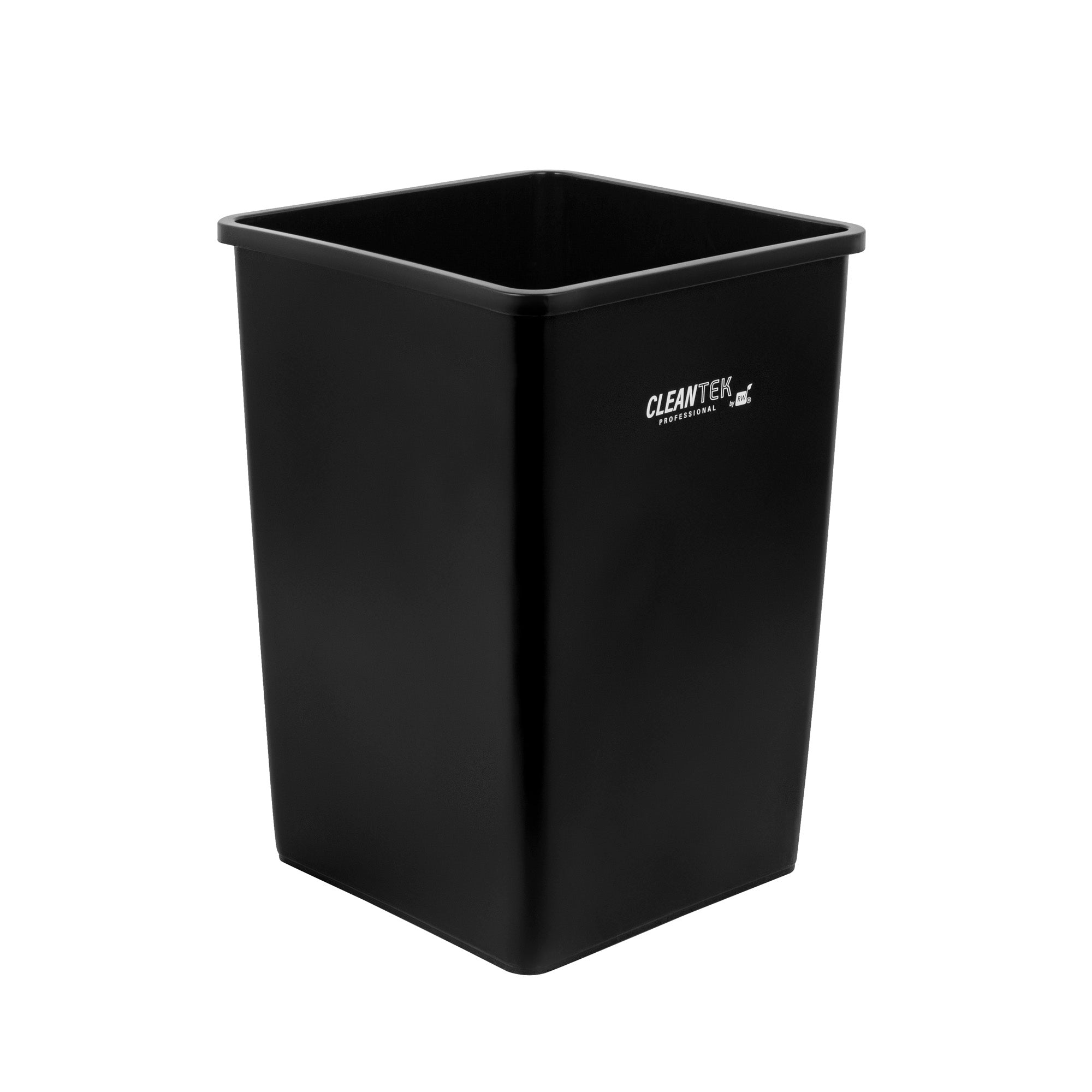 Clean Tek Professional 35 gal Square Black Plastic Trash Can - 19 1/2" x 19 1/2" x 27 3/4" - 1 count box