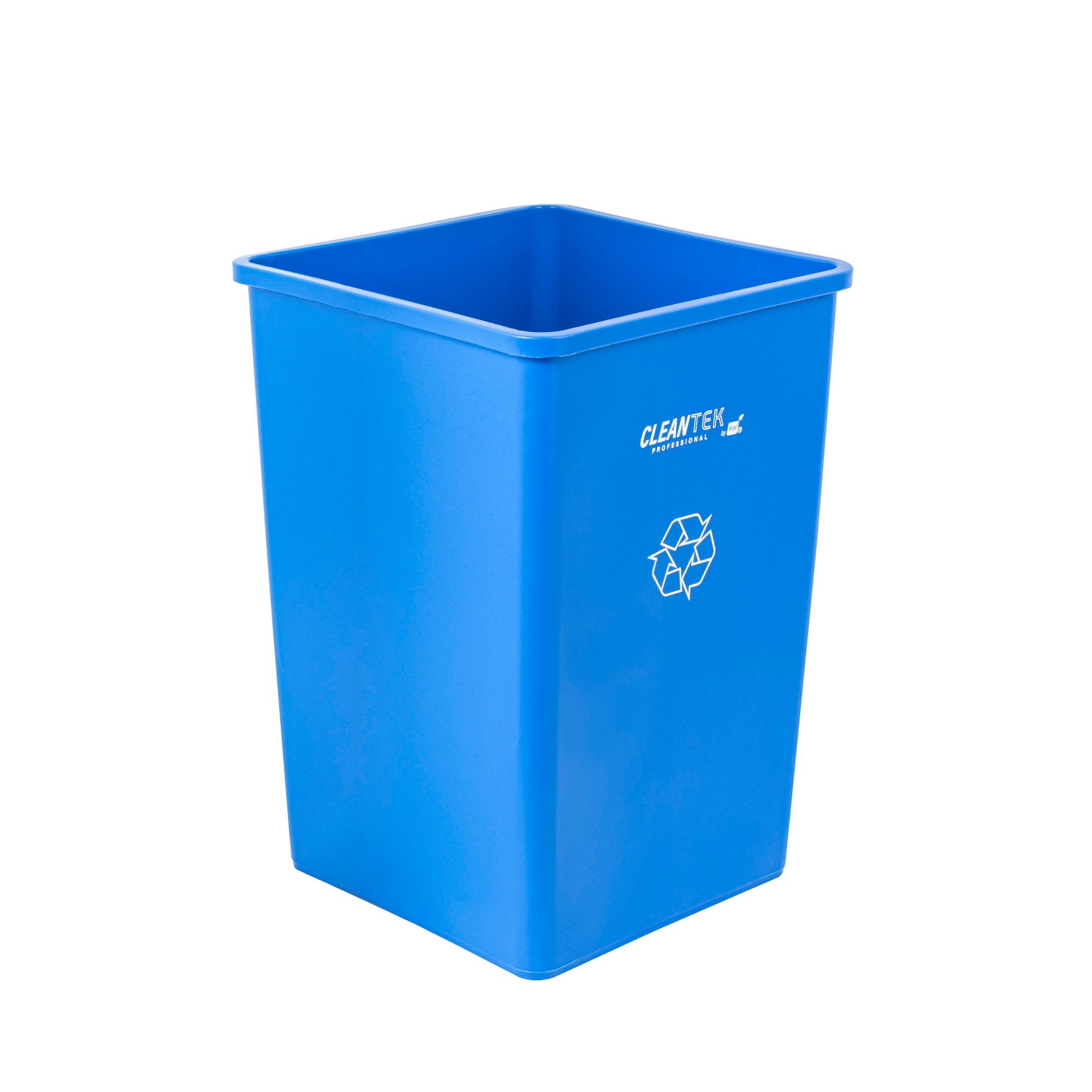 Clean Tek Professional 35 gal Square Blue Plastic Recycling Bin - 19 1/2" x 19 1/2" x 27 3/4" - 1 count box