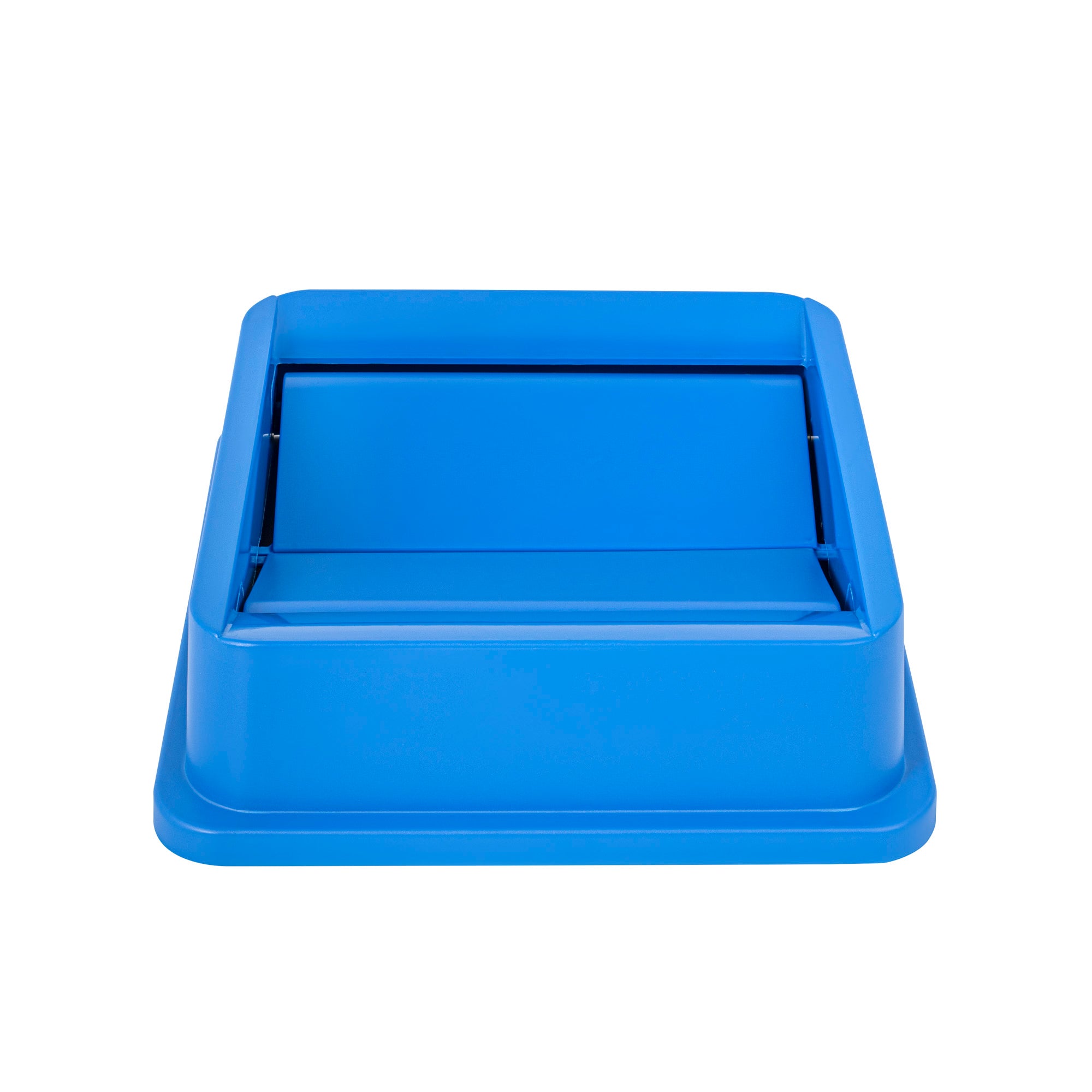 Clean Tek Professional Square Blue Plastic Swing Lid - Fits 35 / 50 gal Square Recycling Bin - 1 count box