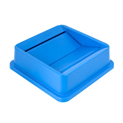 Clean Tek Professional Square Blue Plastic Swing Lid - Fits 35 / 50 gal Square Recycling Bin - 1 count box