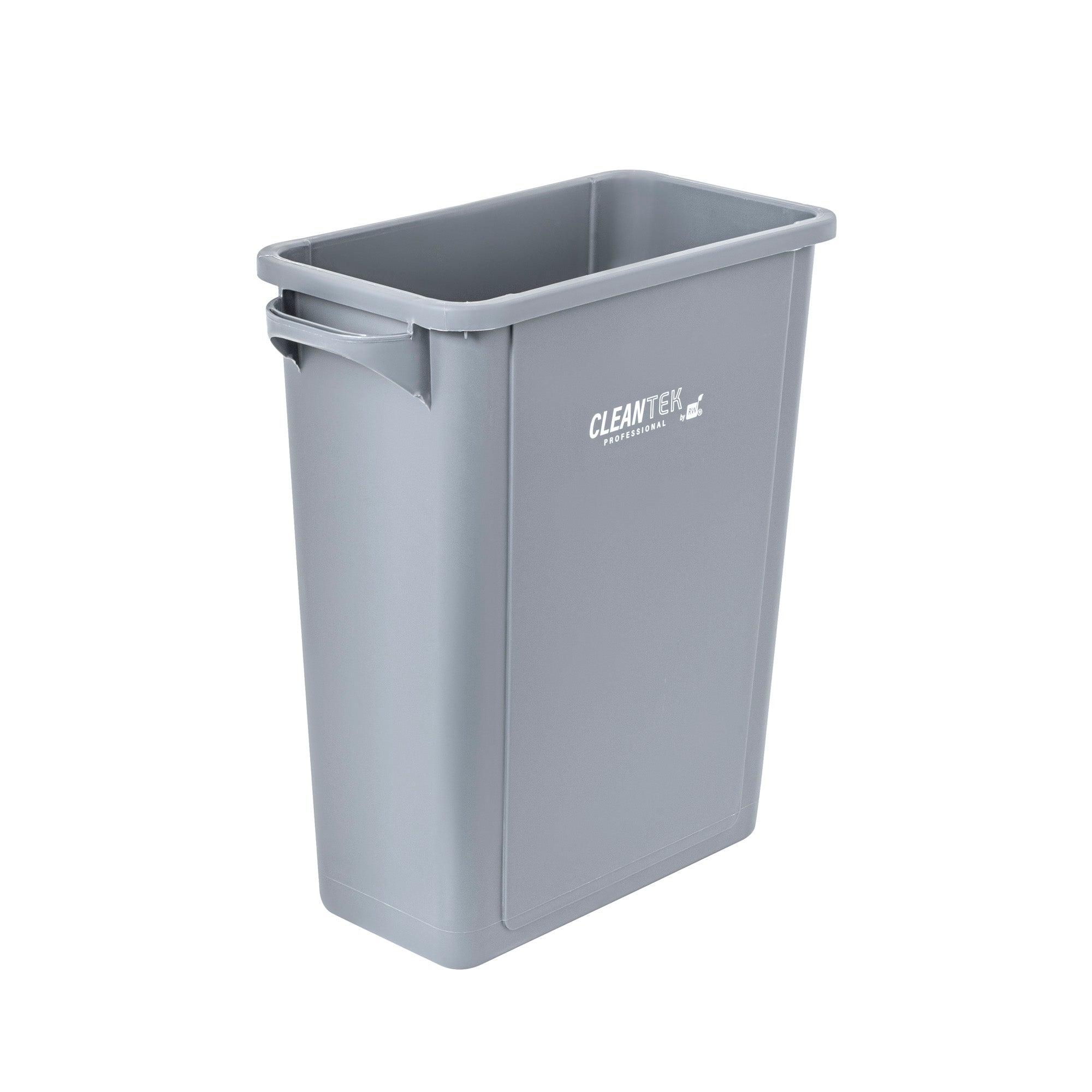 Clean Tek Professional 15 gal Rectangle Gray Plastic Slim Trash Can - with Handles - 24" x 10 3/4" x 24 3/4" - 1 count box