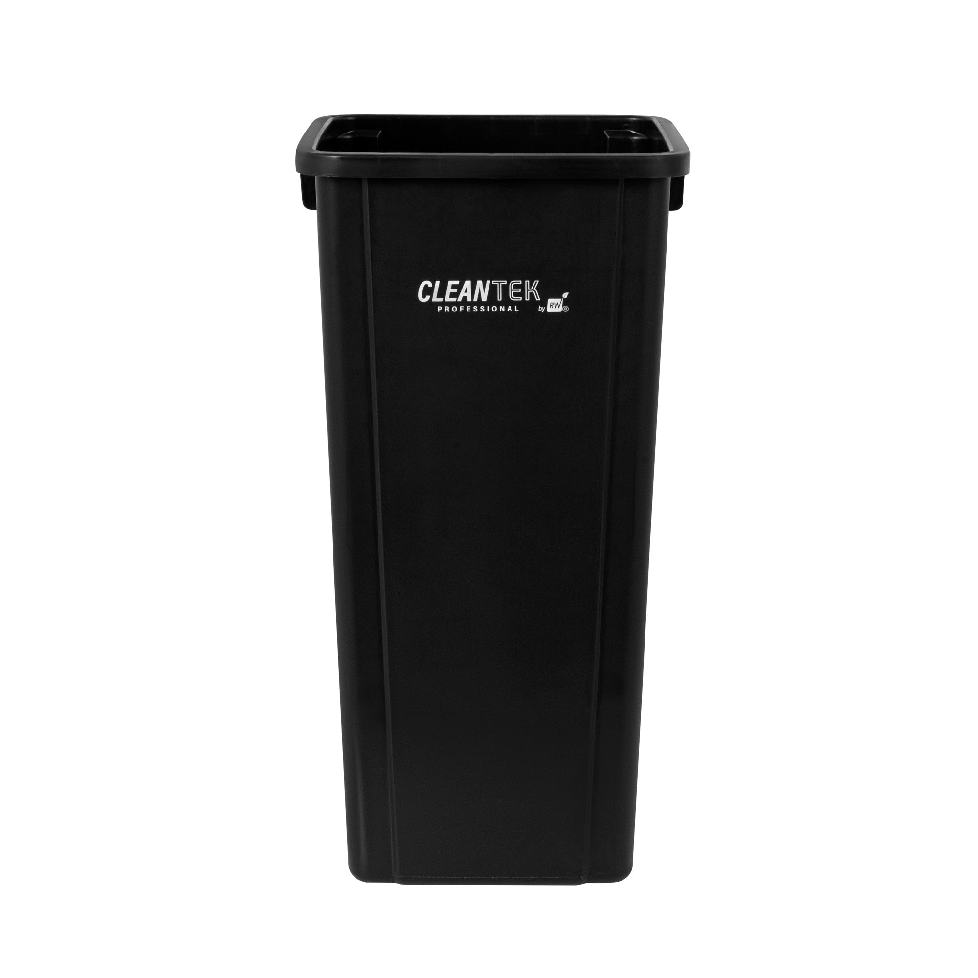 Clean Tek Professional 23 gal Square Black Plastic Trash Can - 16" x 15 3/4" x 30 3/4" - 1 count box