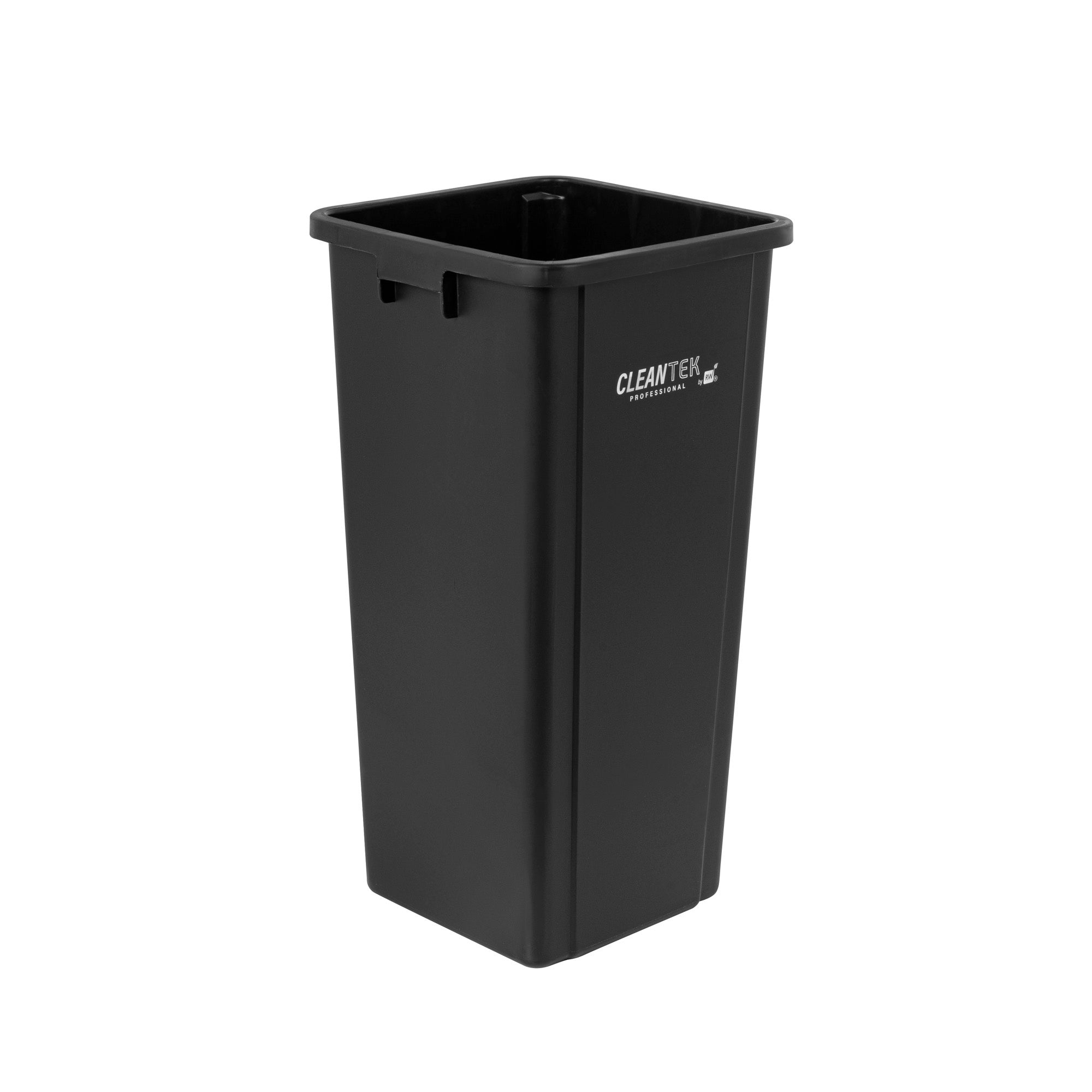 Clean Tek Professional 23 gal Square Black Plastic Trash Can - 16" x 15 3/4" x 30 3/4" - 1 count box