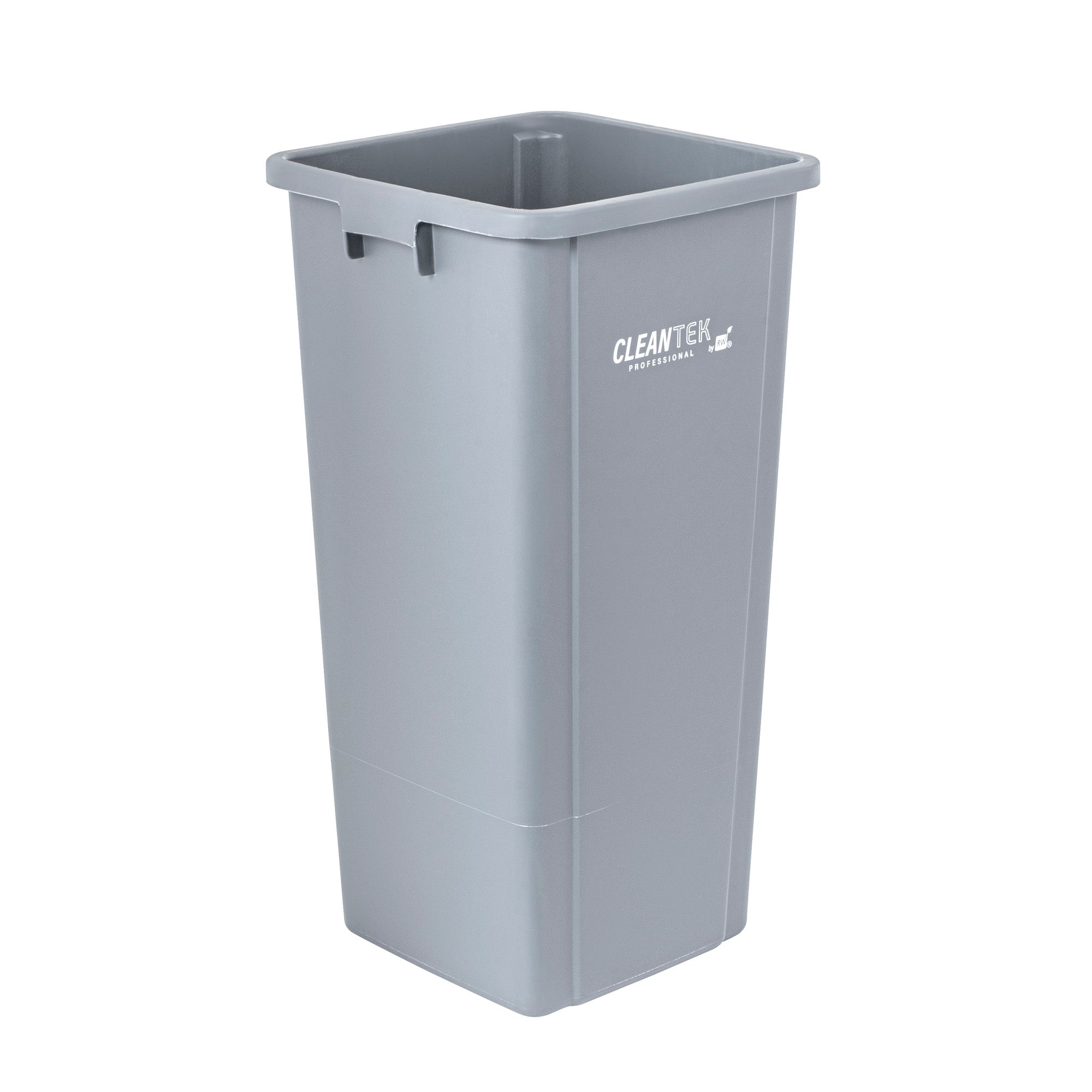 Clean Tek Professional 23 gal Square Gray Plastic Trash Can - 16" x 15 3/4" x 30 3/4" - 1 count box