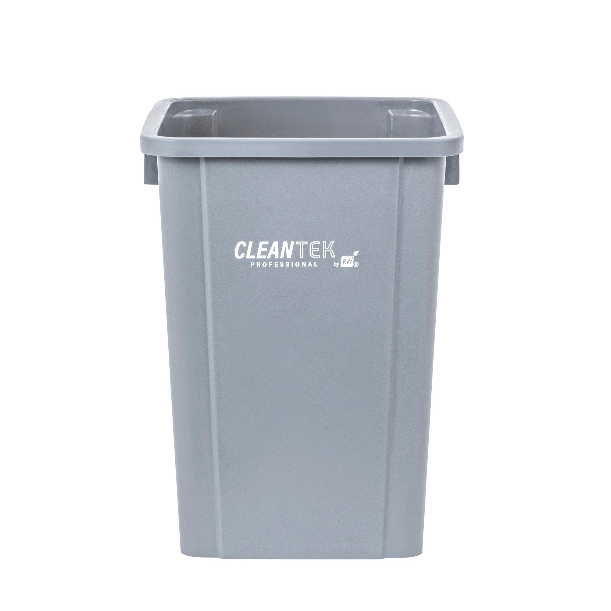 Clean Tek Professional 19 gal Square Gray Plastic Trash Can - 16" x 16" x 21 1/4" - 1 count box