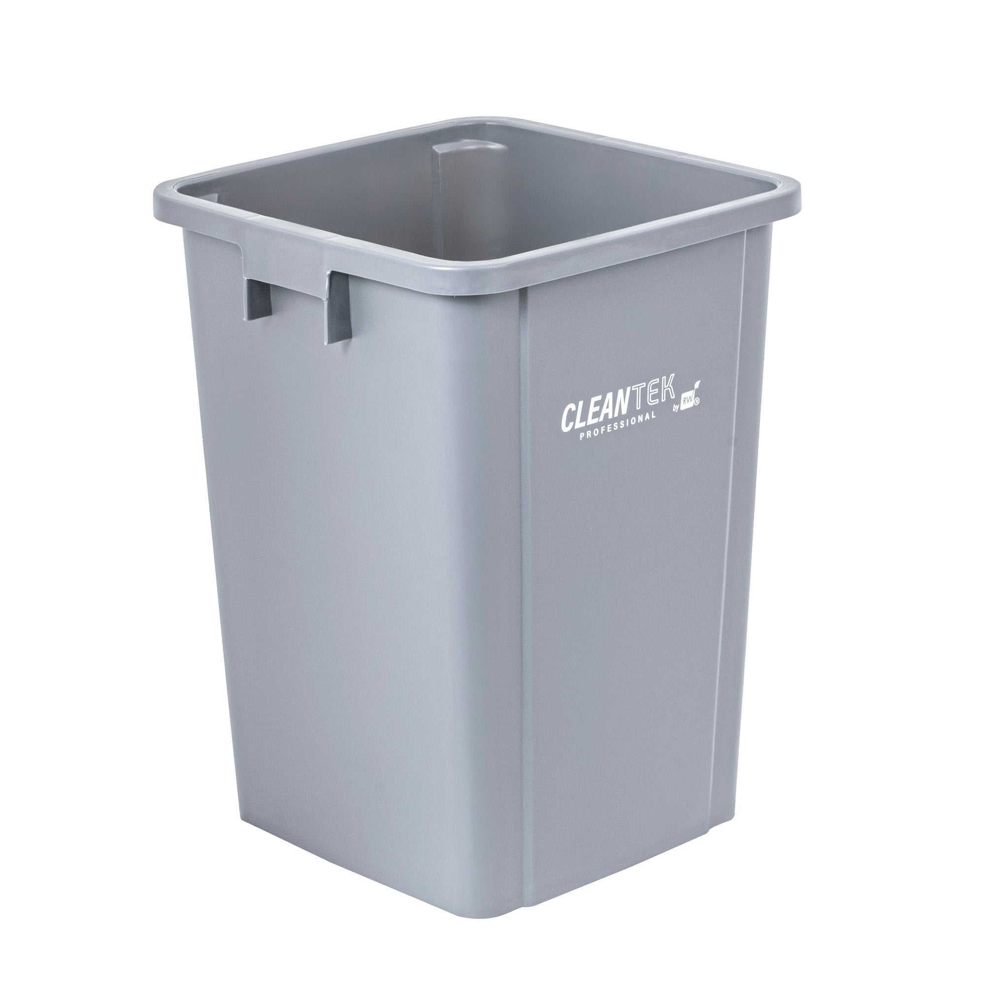 Clean Tek Professional 19 gal Square Gray Plastic Trash Can - 16" x 16" x 21 1/4" - 1 count box